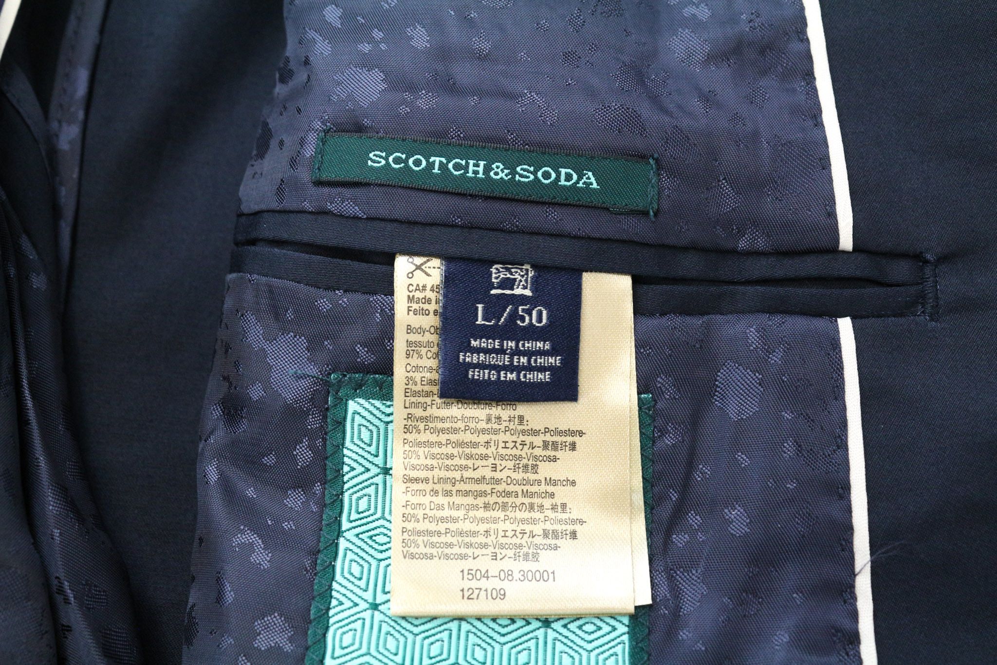 Scotch & Soda AMS COUTURE L Blue Navy Stretch Blazer 74288 Size 38R - 7 Thumbnail