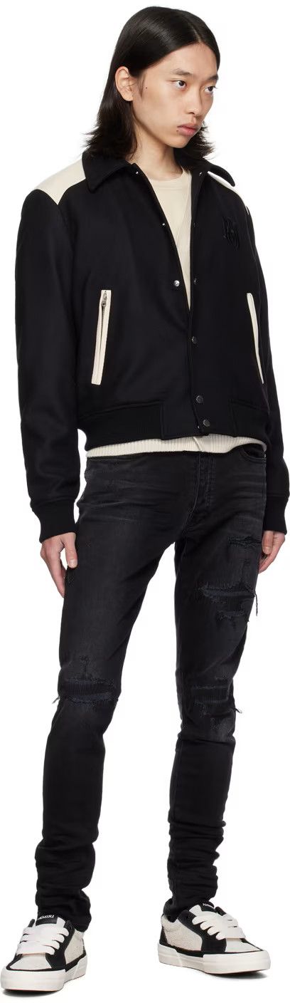 Amiri AMIRI Black MA Varsity Repair Jeans Size US 31 - 1 Thumbnail