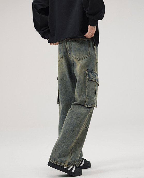 Japanese Brand × Jean American retro multi-pocket patchwork distressed cargo jeans Size US 32 / EU 48 - 4 Thumbnail
