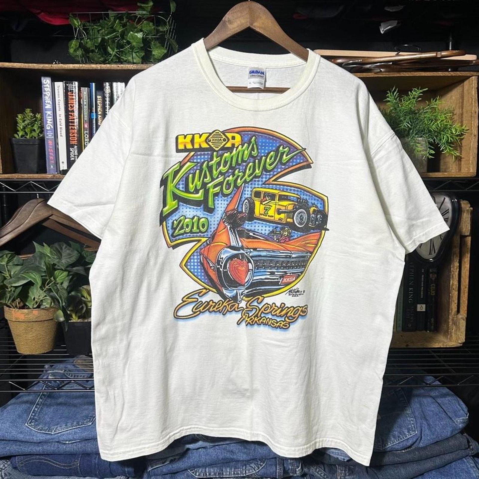Gildan White Car Show Tee Mens XL Shirt Double Sided Biker Style Size US XL / EU 56 / 4 - 1 Thumbnail