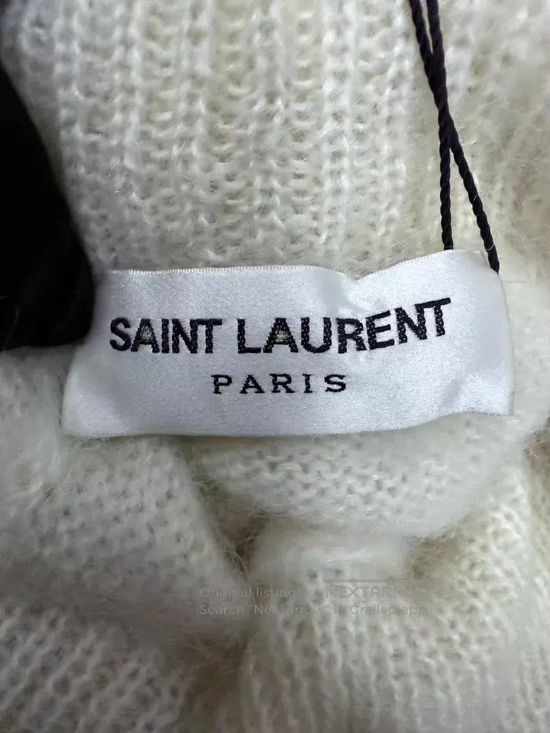 Saint Laurent Paris Saint Laurent Paris White Mohair Fleece High Neck Extra Lo Size L / US 10 / IT 46 - 4 Thumbnail