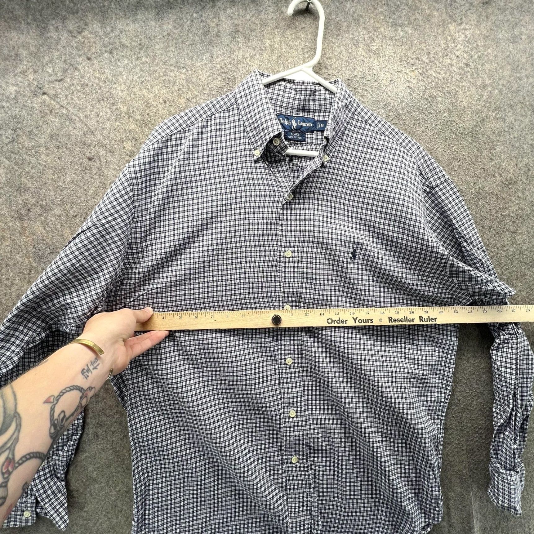 Ralph Lauren VINTAGE Ralph Lauren Shirt Mens Medium Blue Check Button Front Casual Woven Polo Pony Embroidered Size US M / EU 48-50 / 2 - 3 Thumbnail