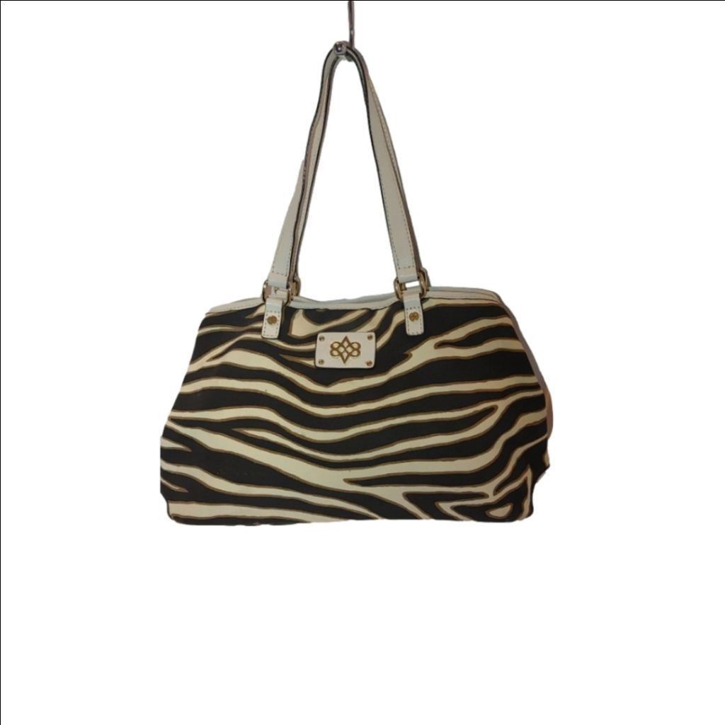 Antonio Maurizi Antonio Melani Zebra Striped Canvas Tote w. Leather Trim Size ONE SIZE - 1 Thumbnail