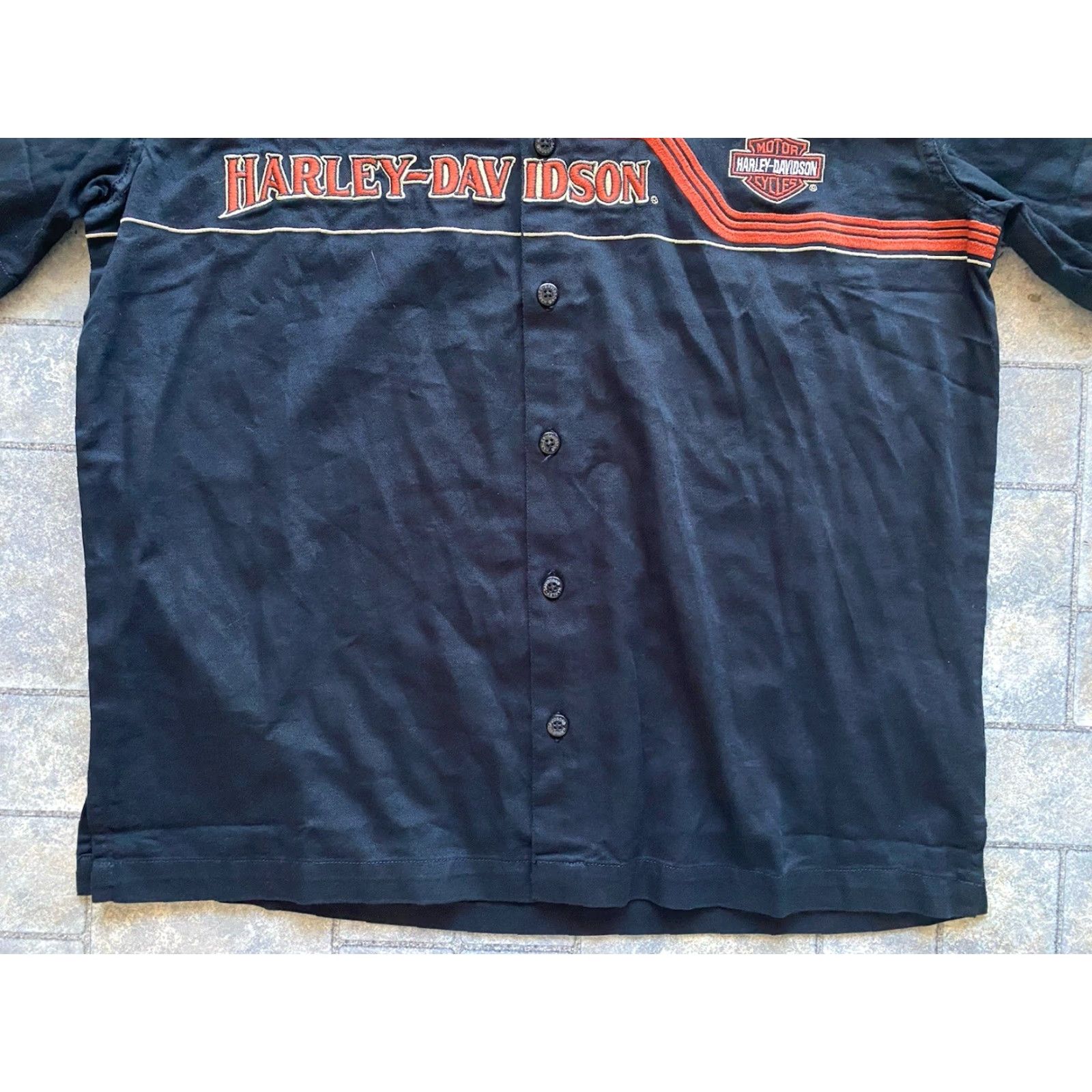 Harley Davidson Harley-Davidson Shirt Mens M Black Orange Short Sleeve Button-Down Embroidered Size US M / EU 48-50 / 2 - 3 Thumbnail