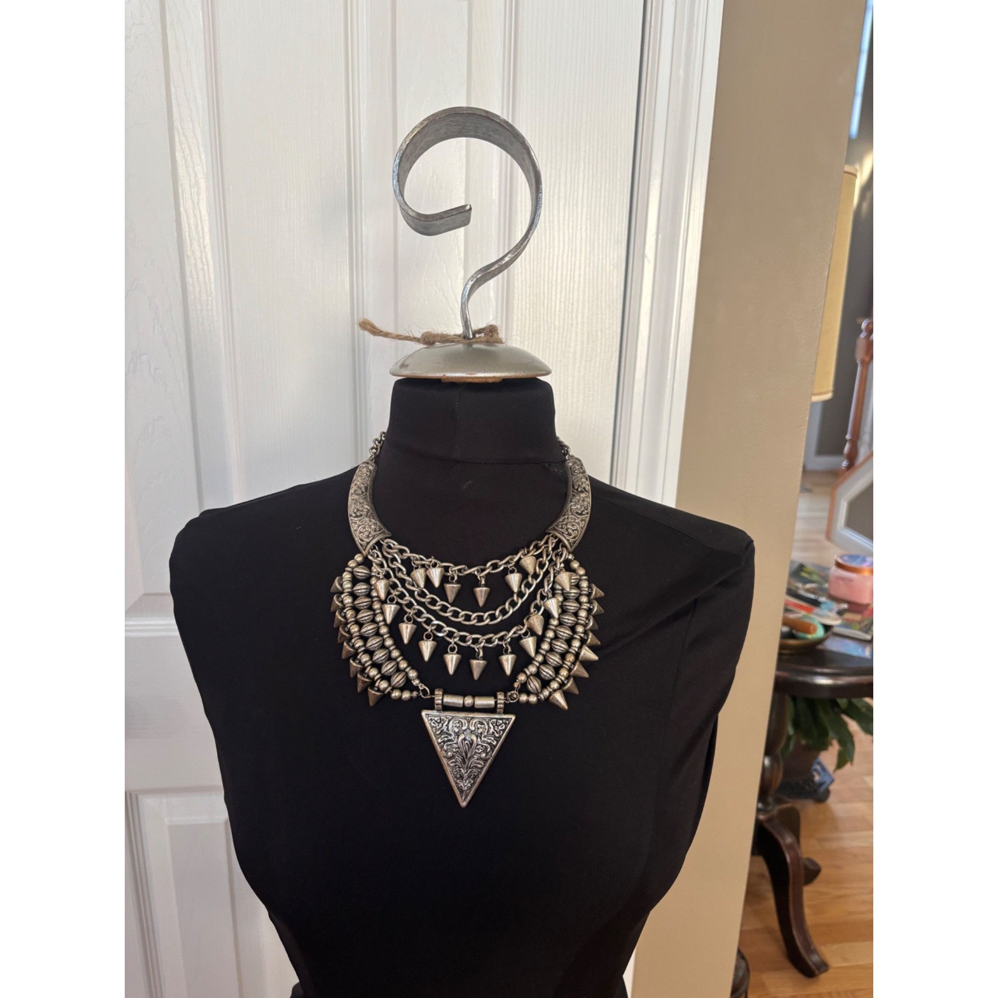 Other Bohemian Tribal Statement Necklace With Engraved Triangular Size ONE SIZE - 12 Thumbnail