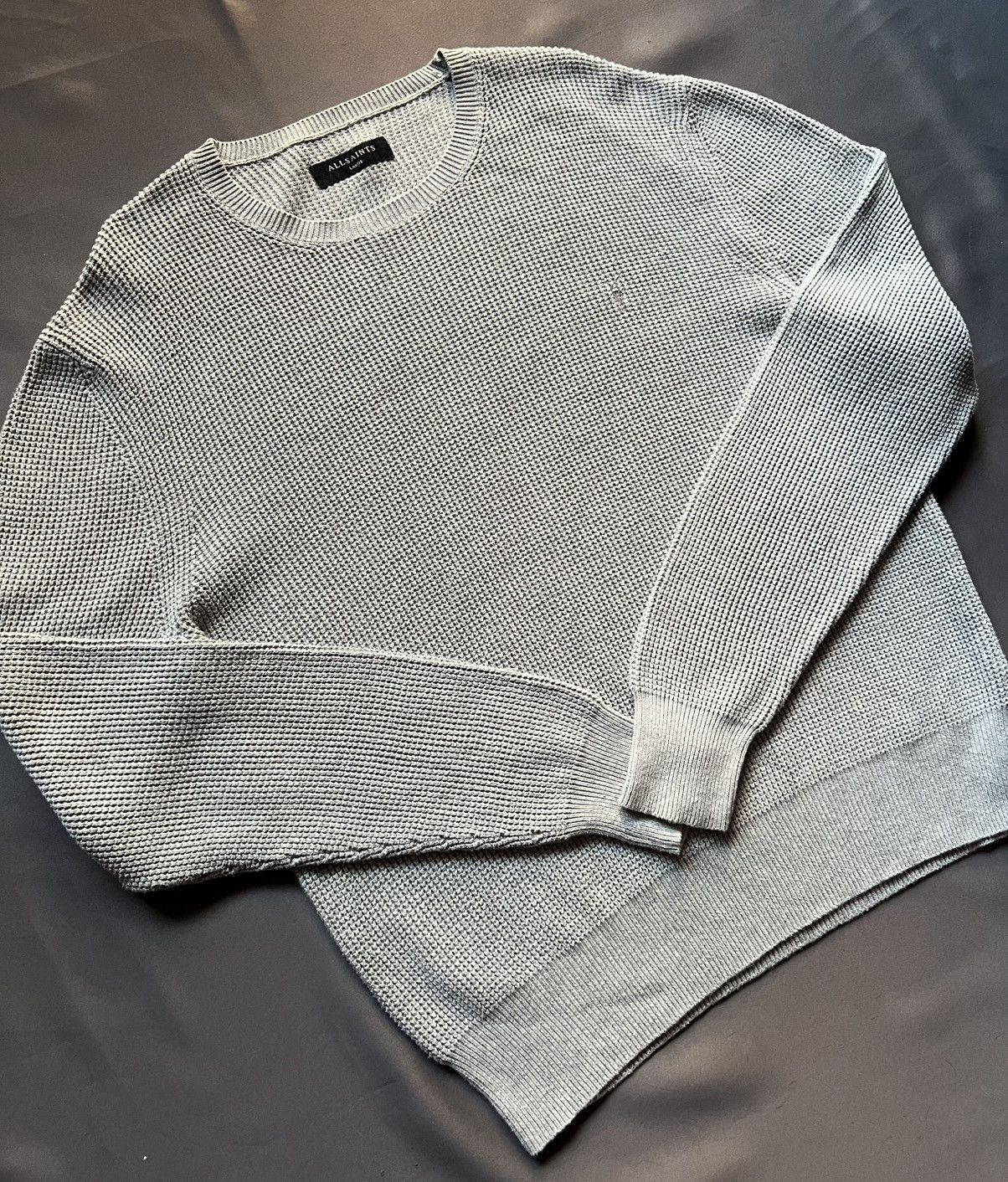 Allsaints Classic Allsaints Trias Crew Cotton Knitted Gray Sweater Size US L / EU 52-54 / 3 - 9 Thumbnail