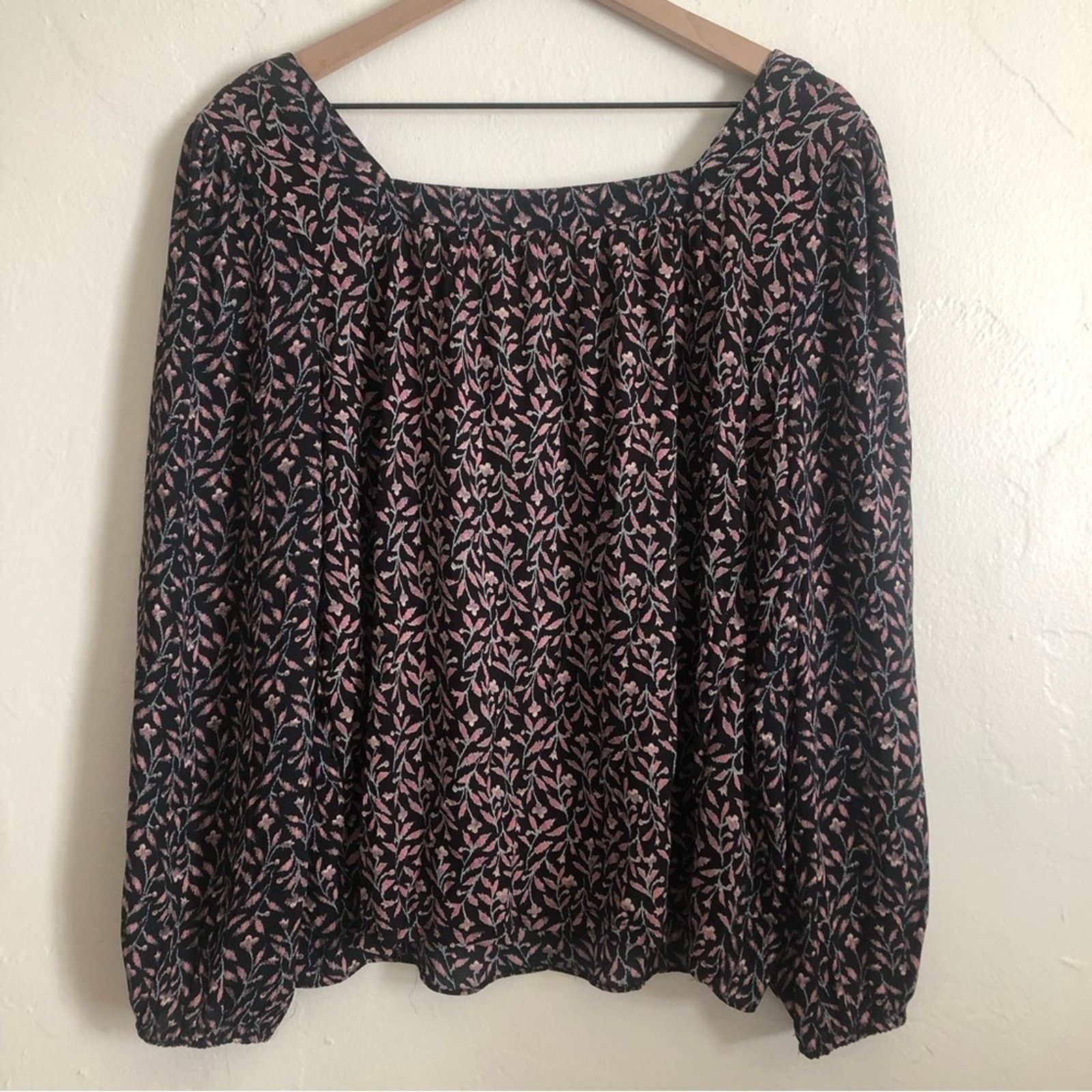Loft Ann Taylor Loft Floral Square Neck Lightweight Blouse Top Size M / US 6-8 / IT 42-44 - 7 Thumbnail