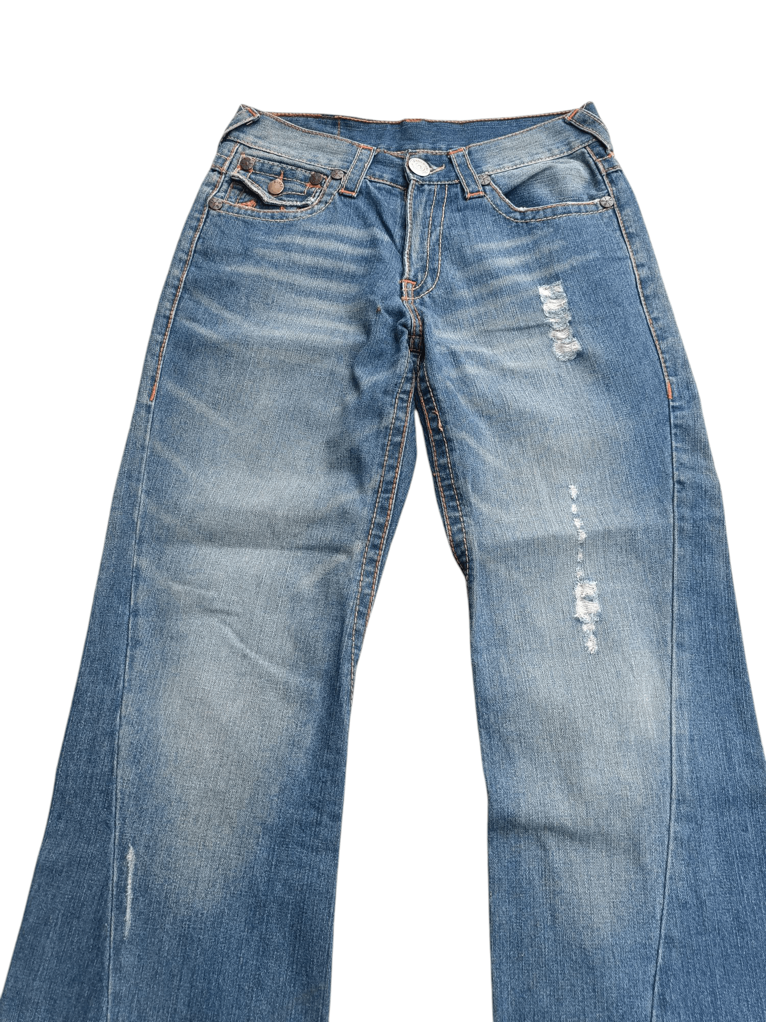 True Religion × Vintage FLARED🔥True Religion Joey Big T Rainbow Distressed Jeans Size US 30 / EU 46 - 4 Thumbnail