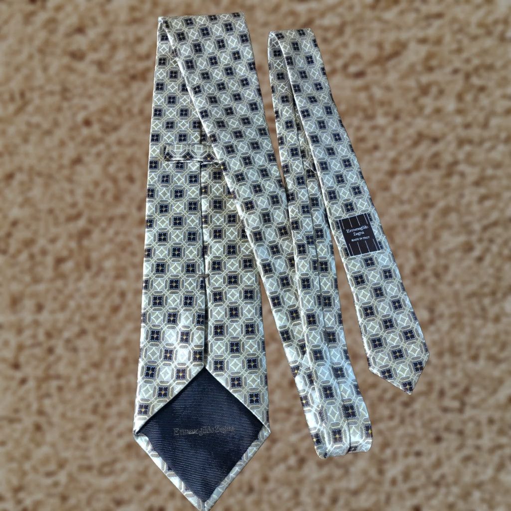 Ermenegildo Zegna Ermenegildo Zegna Tie Gold Geometric 100% Silk Designer Neck Made in Italy Men's Size ONE SIZE - 1 Thumbnail