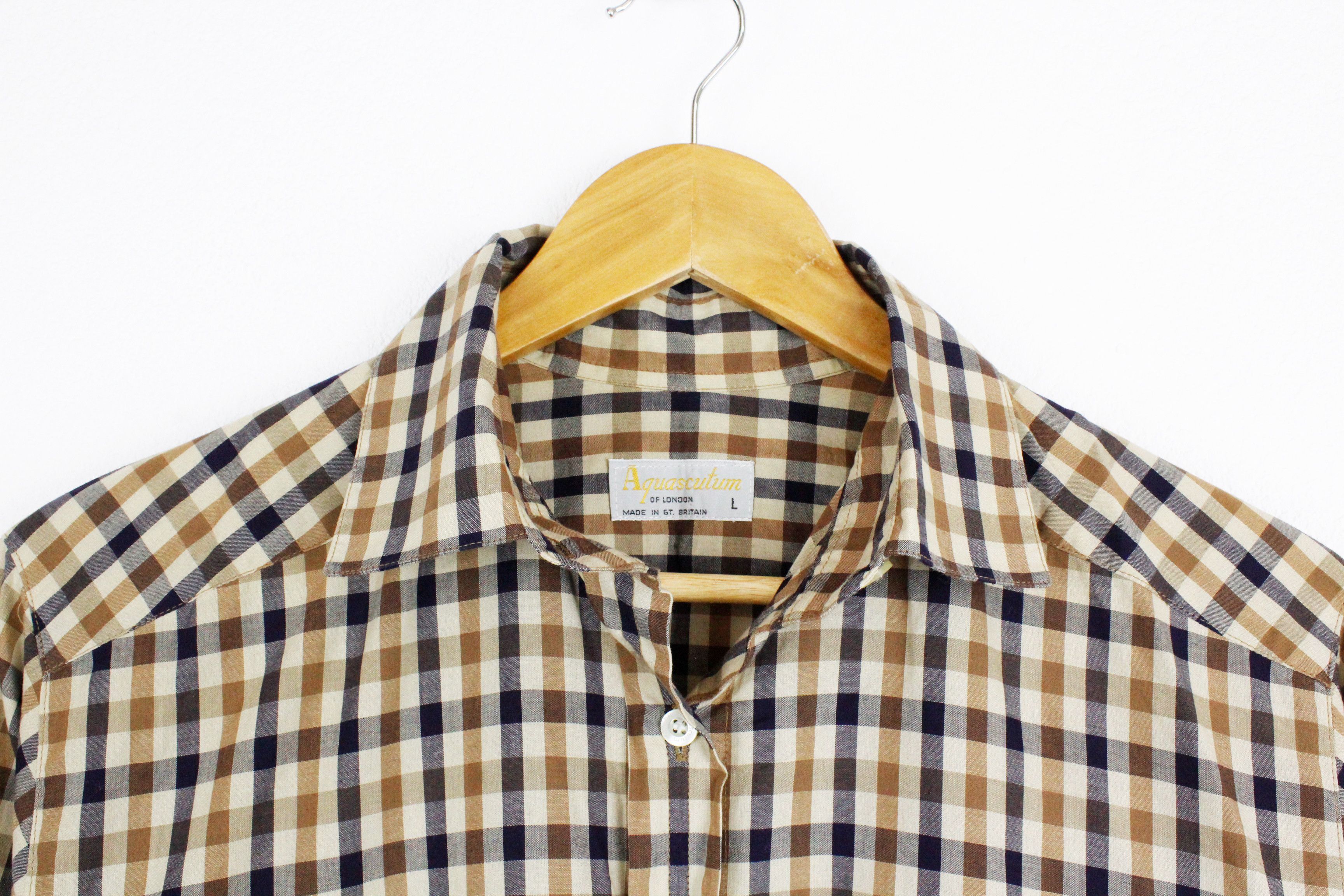 Aquascutum × Vintage Aquascutum Emsworth Club Check Shirt Size L / US 10 / IT 46 - 3 Thumbnail