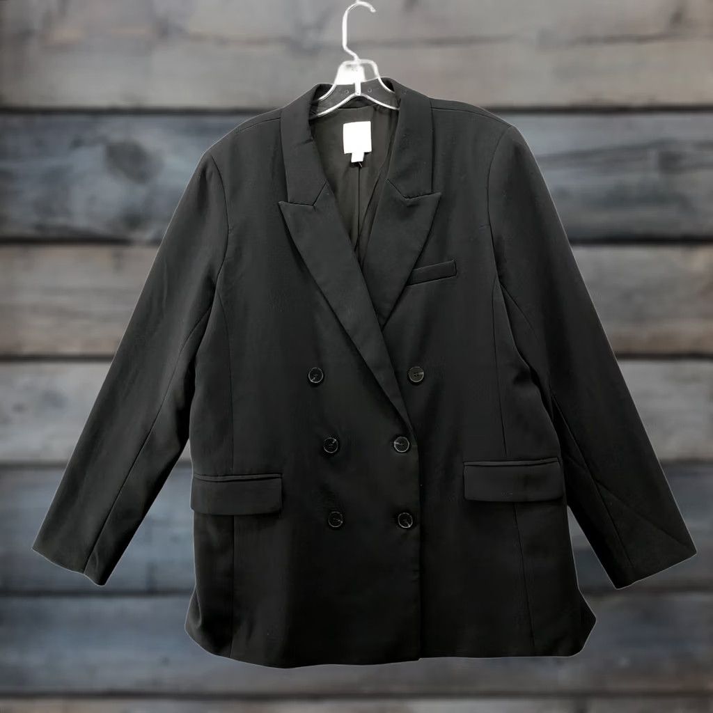 Joie Joie Oversized Blazer Womens XL Black Double Breasted Notch Collar Longline Blazer Jacket Coat Womens XL Black Size XL / US 12-14 / IT 48-50 - 1 Thumbnail