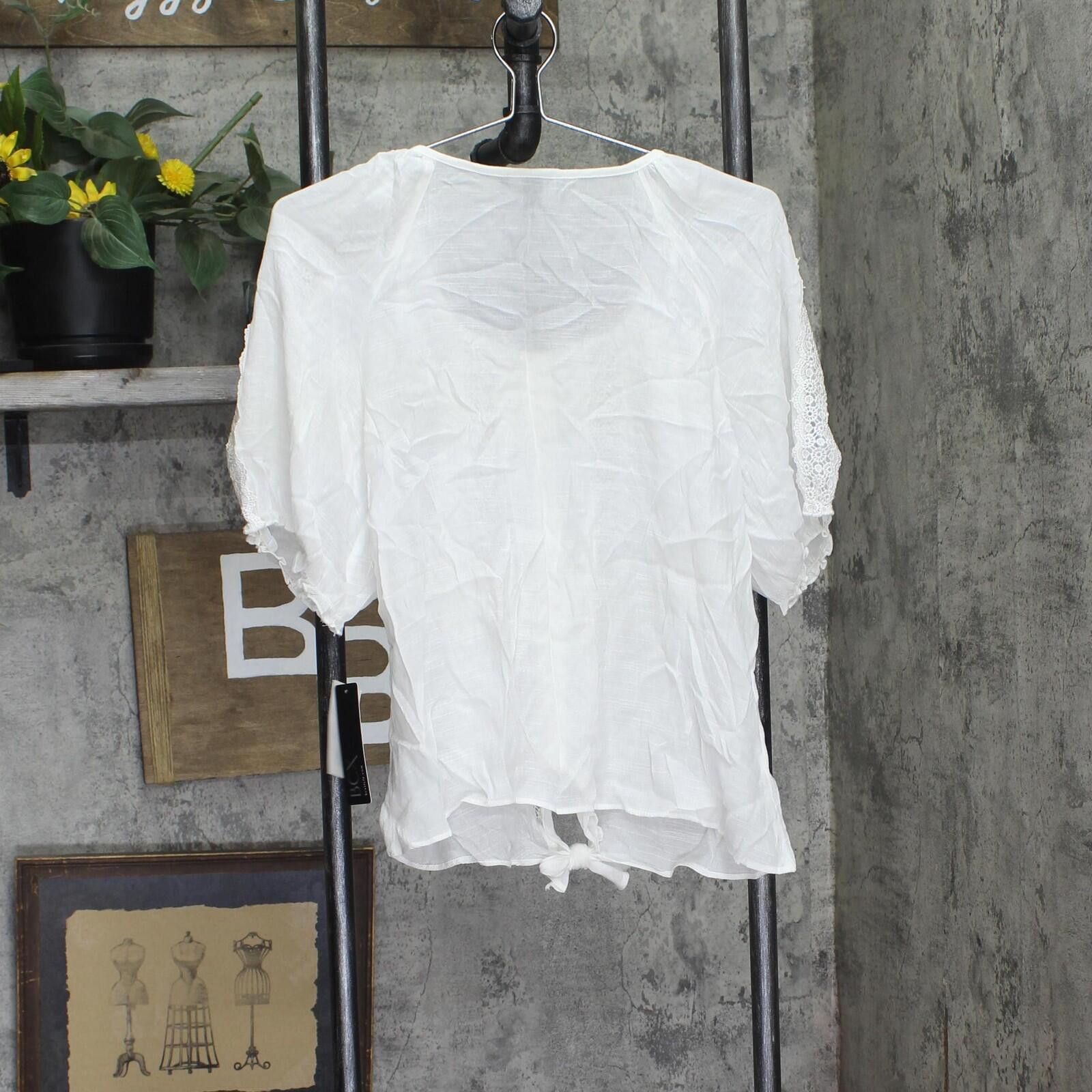 Other Nwt Bcx Lace-trim Tie-hem Peasant Top 1080f2k White L Size L / US 10 / IT 46 - 2 Thumbnail