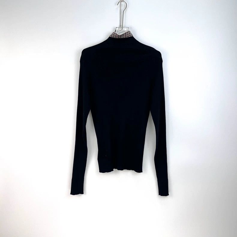Prada Prada Black collar classic logo square pattern elastic knit Size US M / EU 48-50 / 2 - 4 Thumbnail