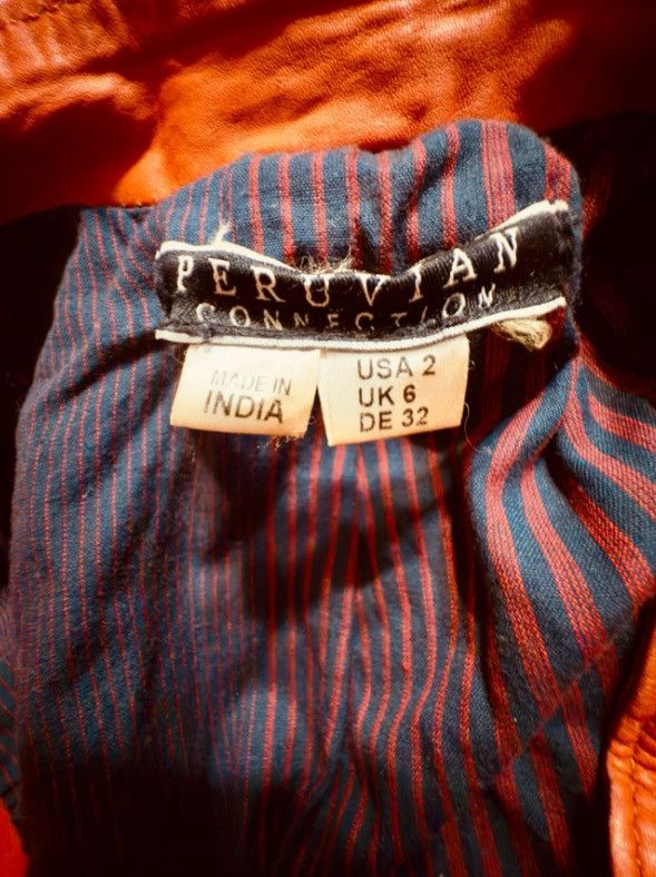 Other VTG Peruvian Connection Leather Moto Jacket Orange Size 2 m Size XS / US 0-2 / IT 36-38 - 3 Thumbnail