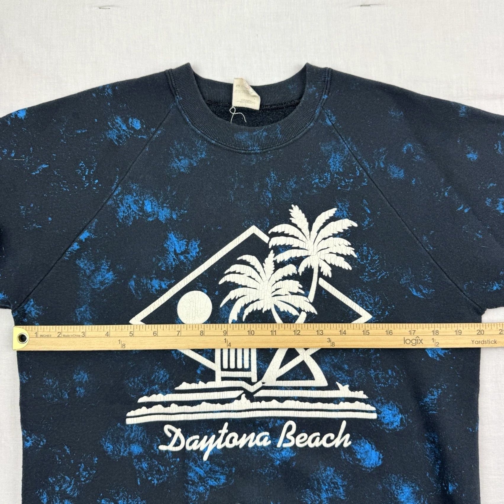 Fruit Of The Loom VINTAGE Fruit of the Loom Sweatshirt Shirt Men L Black All Over Paint Splatter 90s Beach Graphic Print Pullover Mens Size US L / EU 52-54 / 3 - 7 Thumbnail
