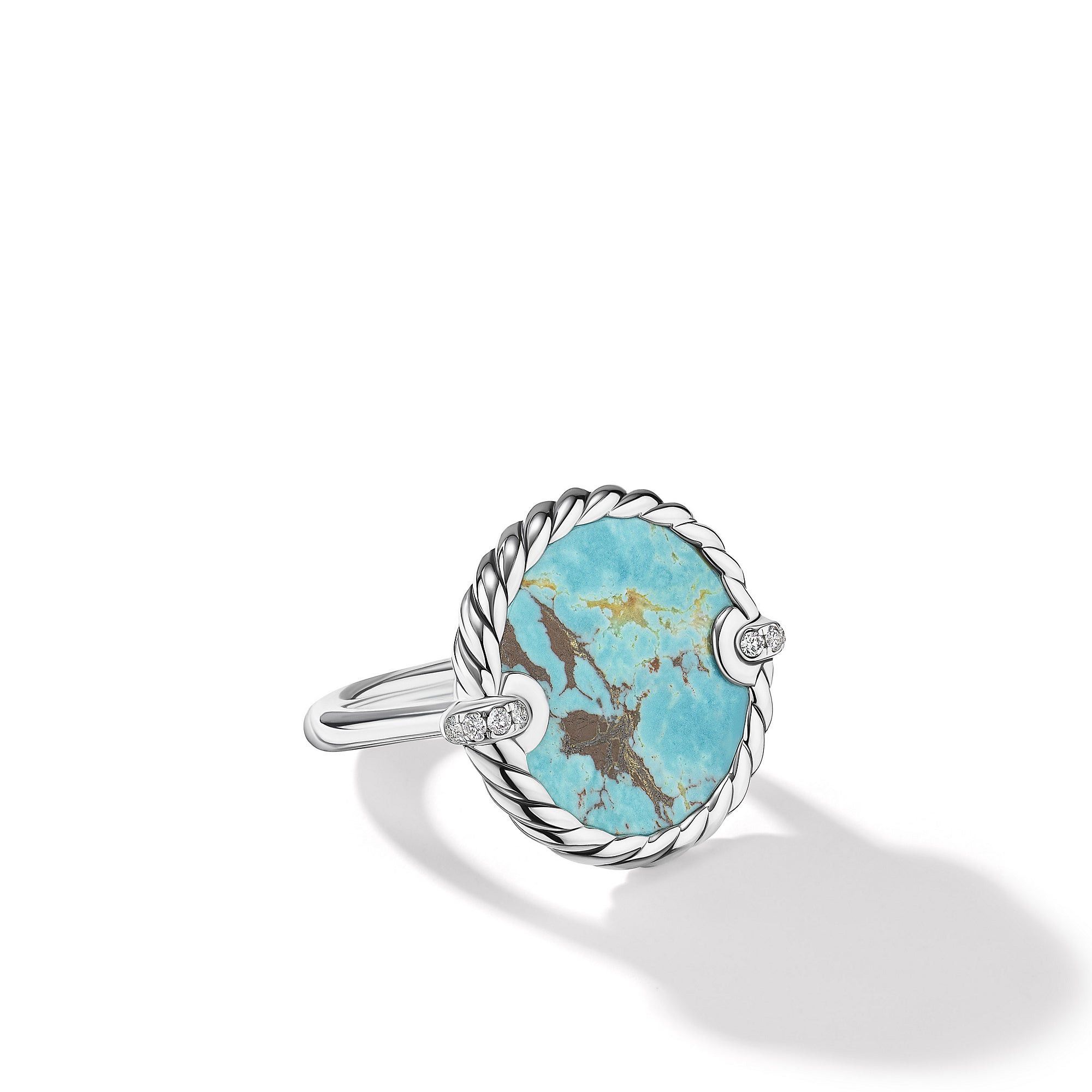 David Yurman o1w1db10325 Ring Silver with Turquoise and Pave Diamond Size ONE SIZE - 1 Thumbnail