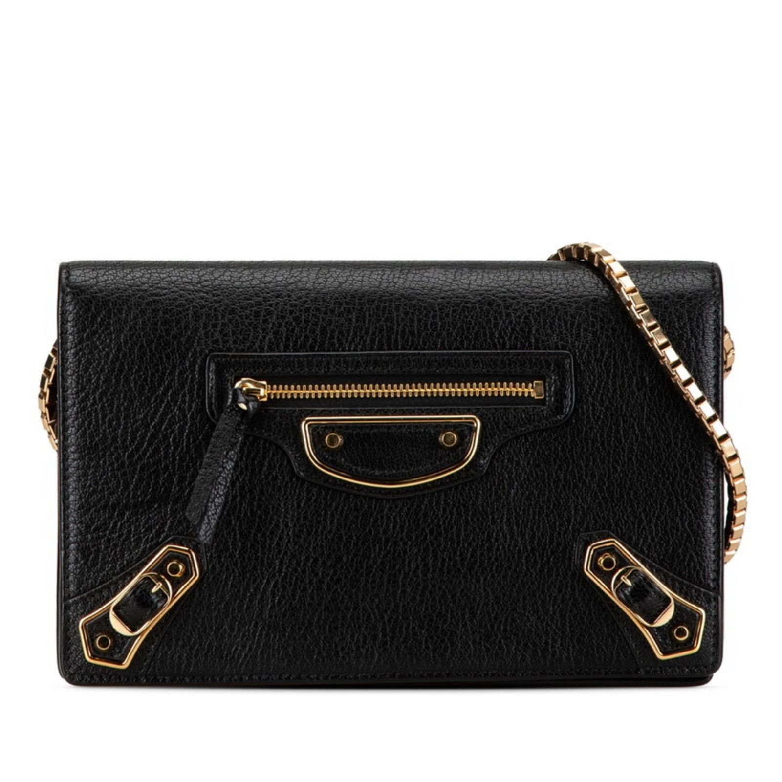 Balenciaga Cash Mini Wallet on Chain Black Leather