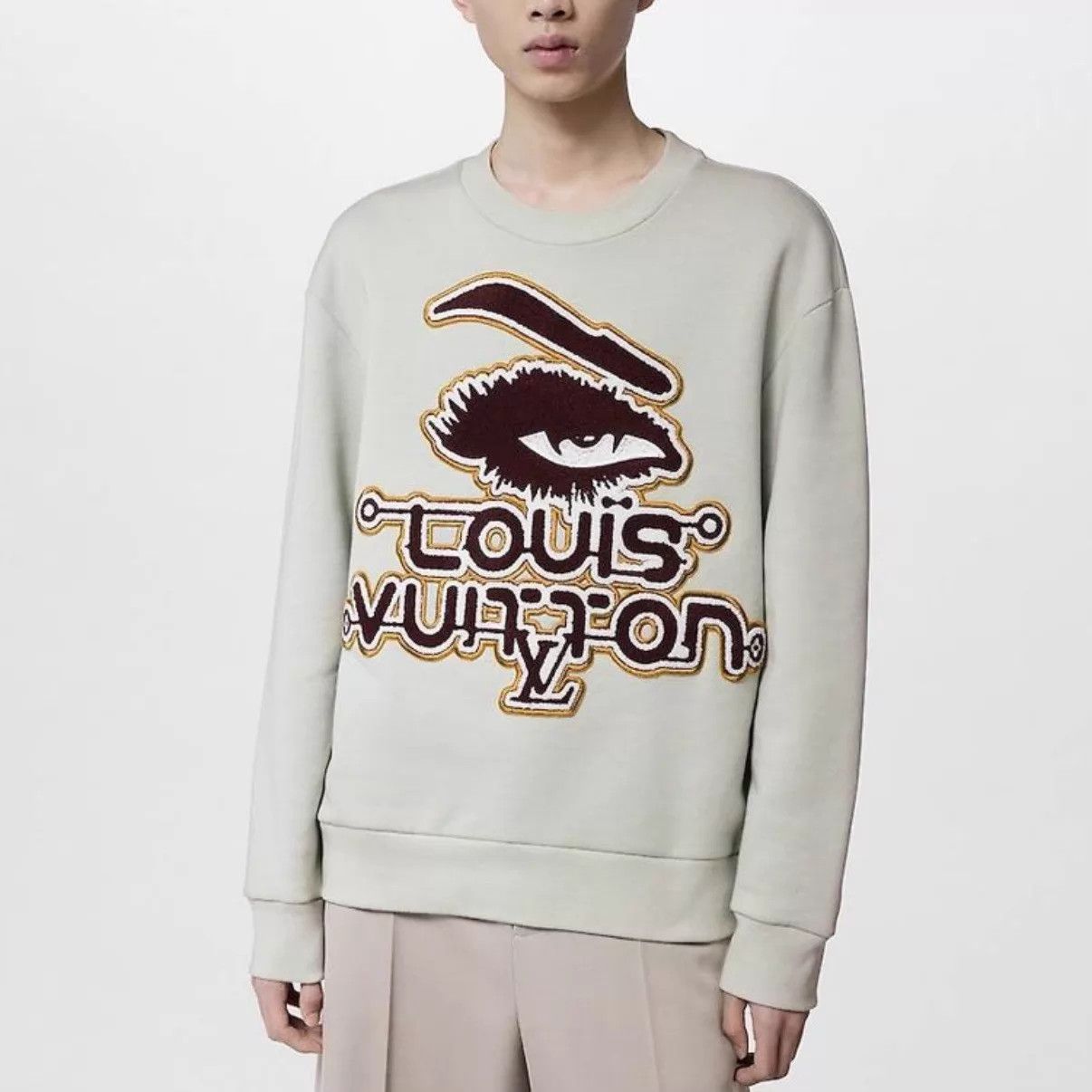 Louis Vuitton LV Light Green Flocked Logo Sweatshirt XS Size US XS / EU 42 / 0 - 7 Thumbnail