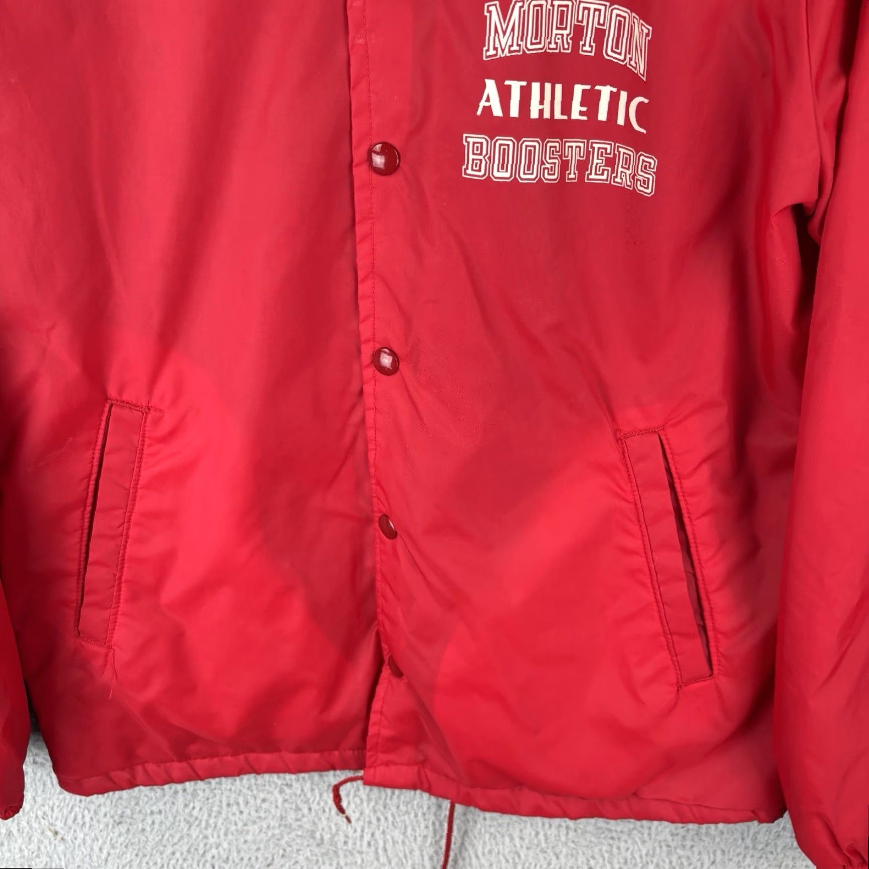 Champion VINTAGE Champion Coaches Jacket Mens S Red Nylon Bomber Snap 1980s Sherpa Lined USA Bandsmen 80s Theme—Mens Size US S / EU 44-46 / 1 - 3 Thumbnail
