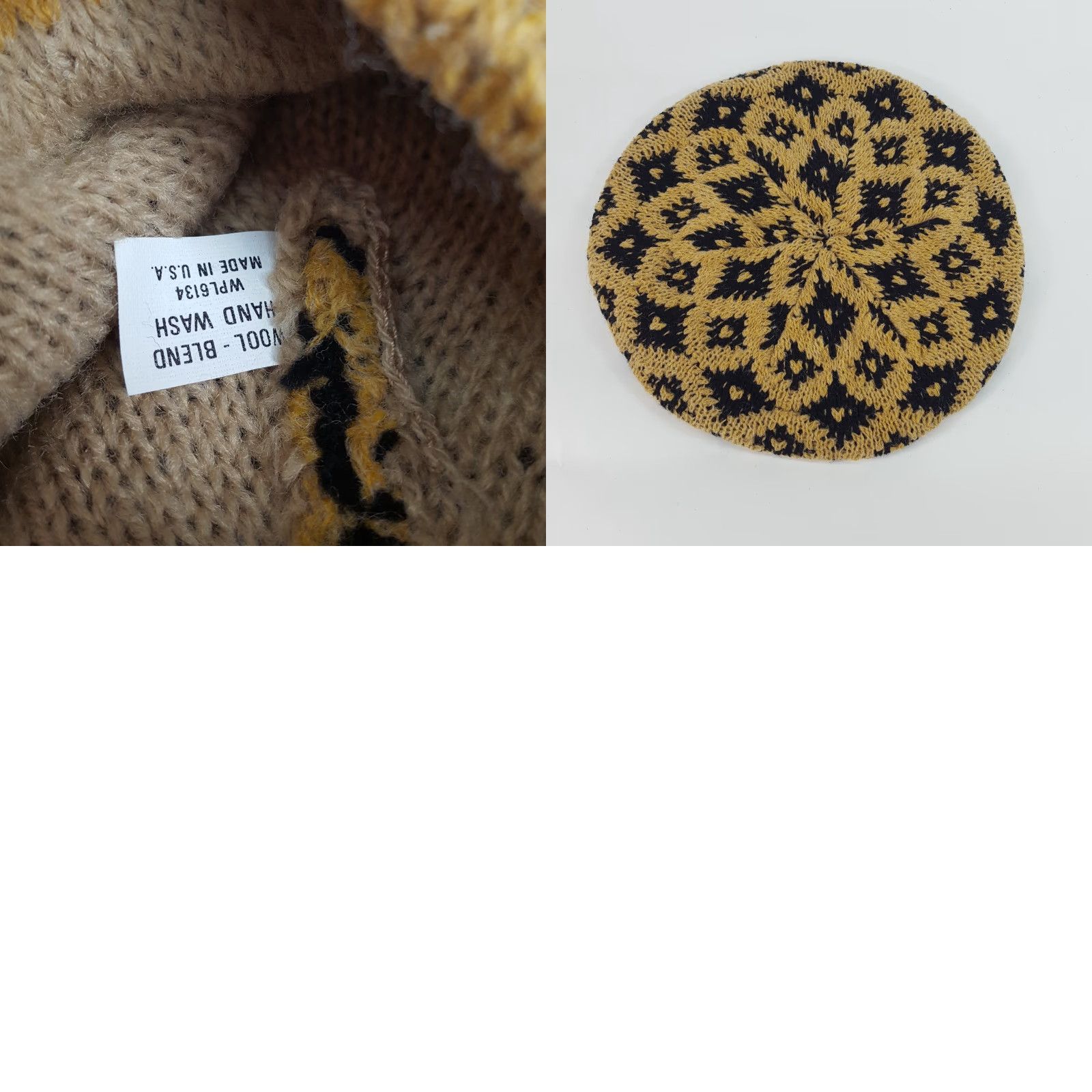 Vintage VINTAGE 80s Knit Wool Brown Diamond Beret Womens One Size Hat France Beret Winter Boho Hipster Retro Warm Wool Beret Womens Size ONE SIZE - 8 Thumbnail