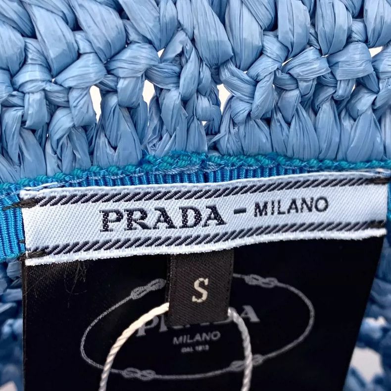 Prada Prada Blue Logo Knit Bucket Hat -2505 Size ONE SIZE - 8 Thumbnail