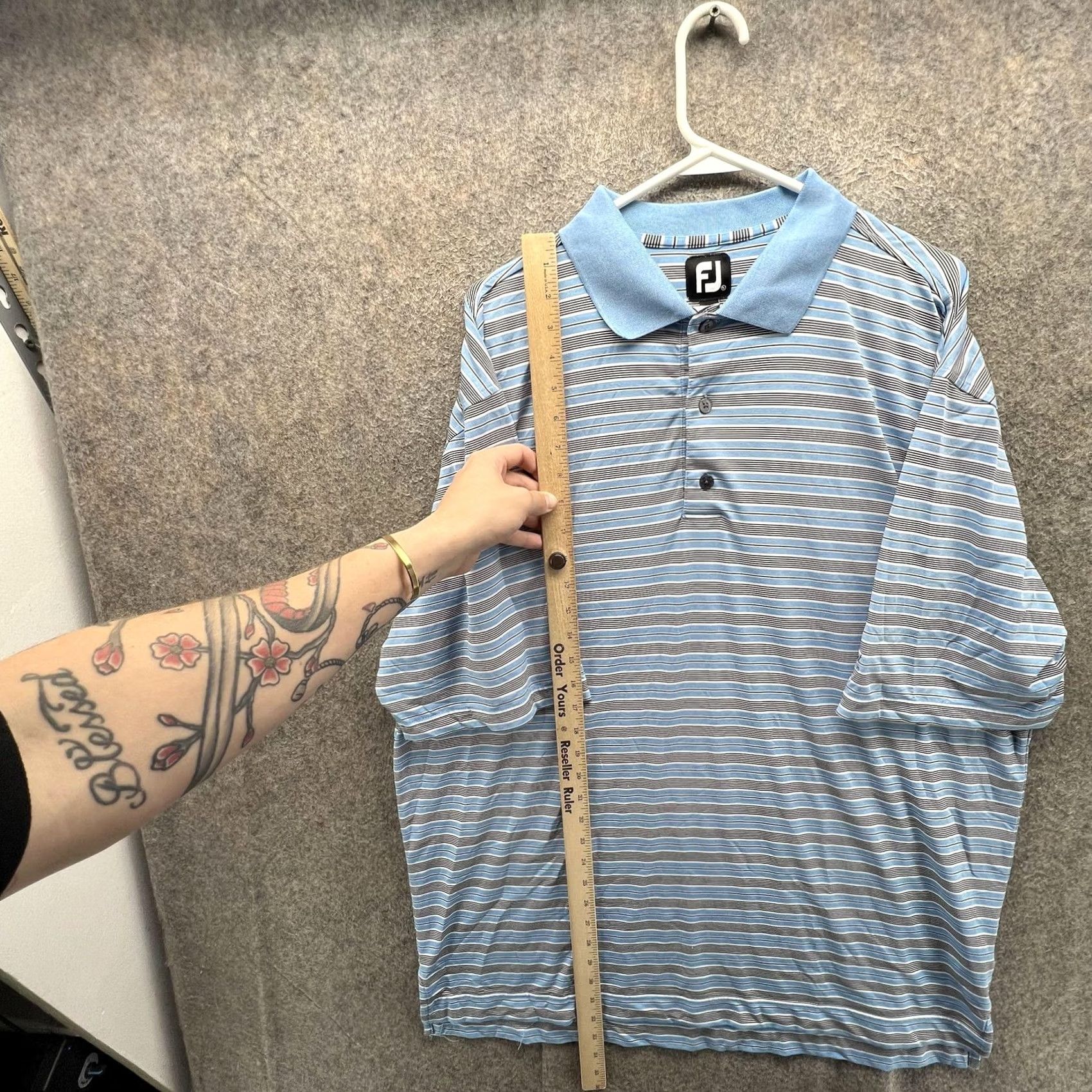 Footjoy FootJoy Polo Shirt Mens XL Blue Stripe Belmont Country Club Golf Performance Shirt Short Sleeve Mens XL Blue Stripe Size US XL / EU 56 / 4 - 7 Thumbnail