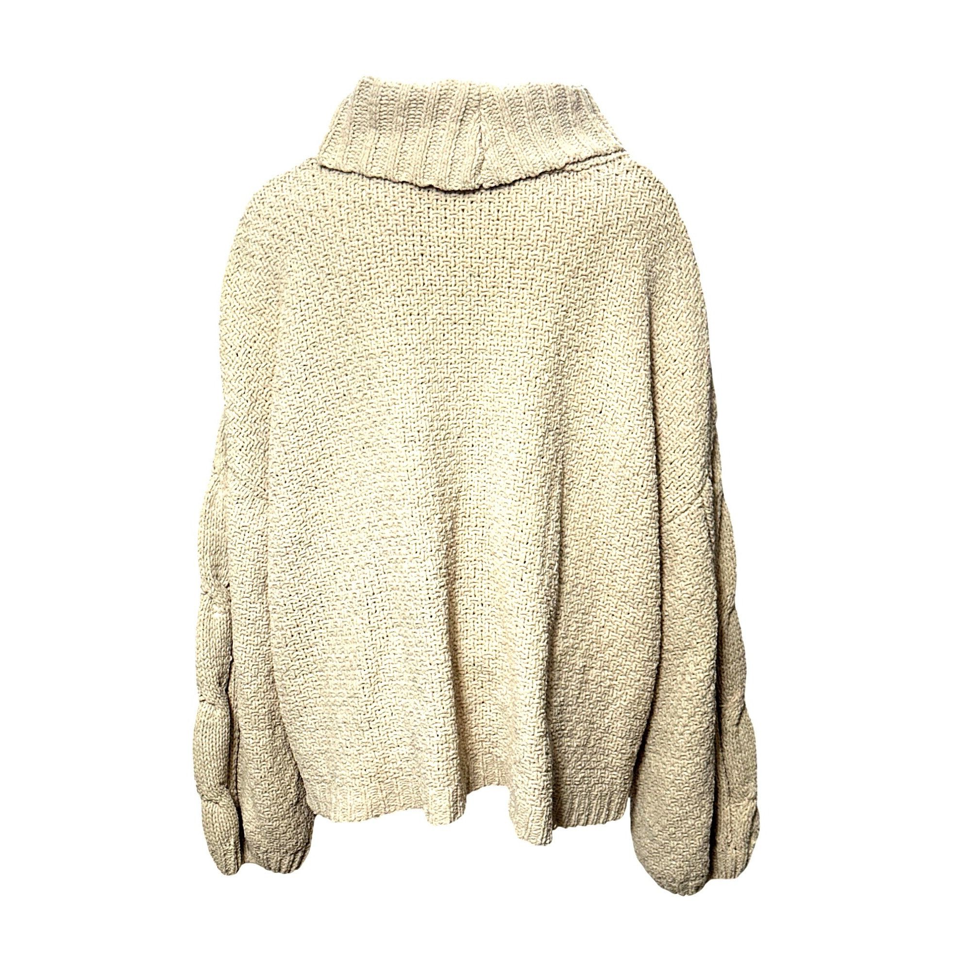 Seven 7 Seven7 Cable Knit Beige Cowl Neck Sweater Cozy Premium Quali Size XXL / US 16-18 / IT 52-54 - 3 Thumbnail
