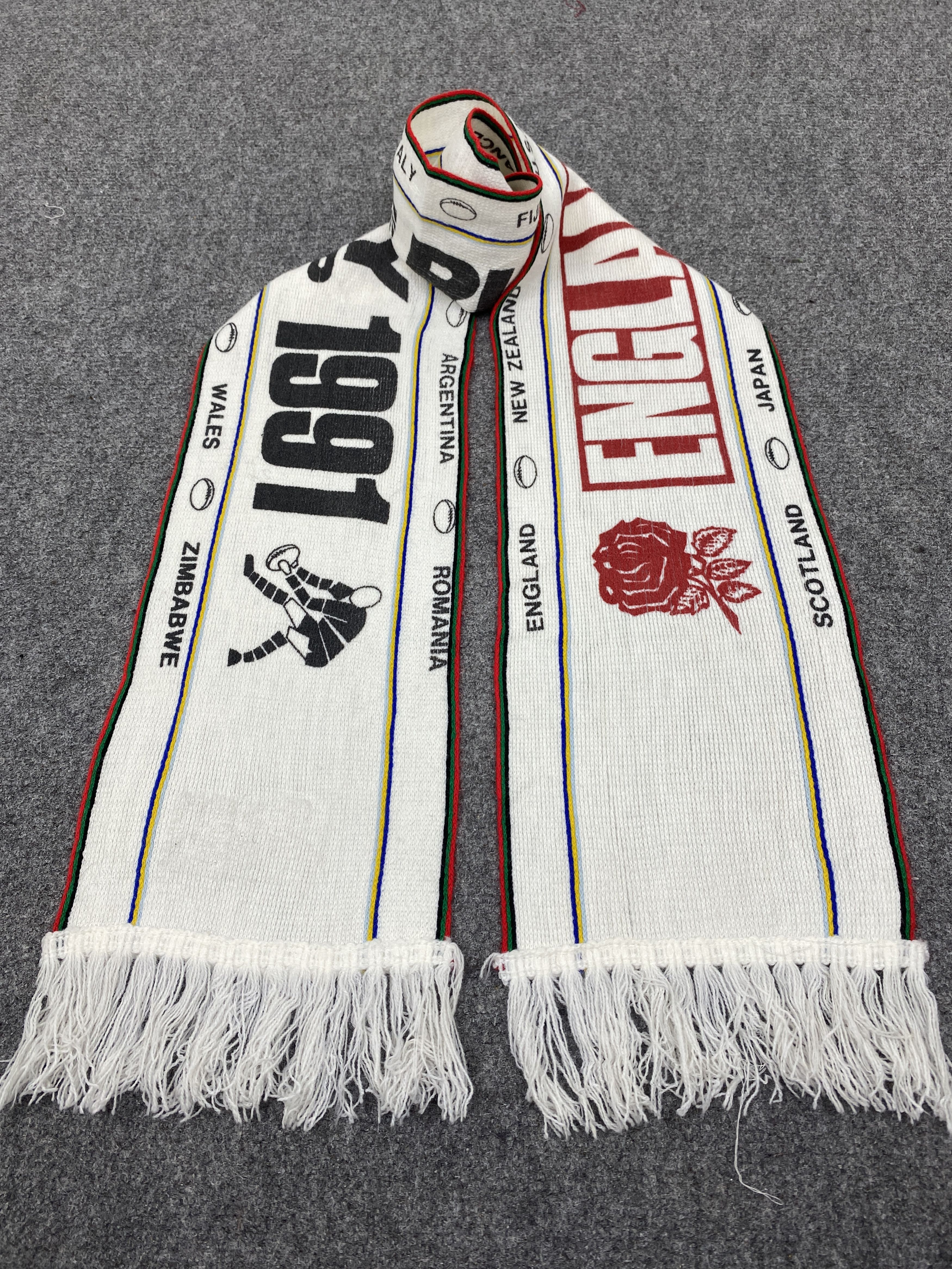 Vintage England Rugby World Cup 1991 Scarf / Neckwear SC0337 Size ONE SIZE - 1 Thumbnail