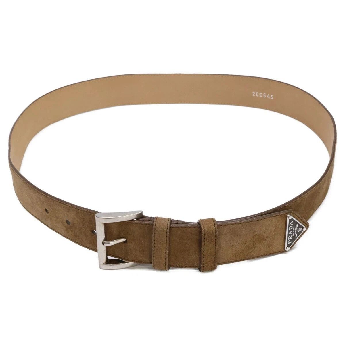 PRADA 2CC545 Milano Brown Suede Leather Belt Unisex Size 36/