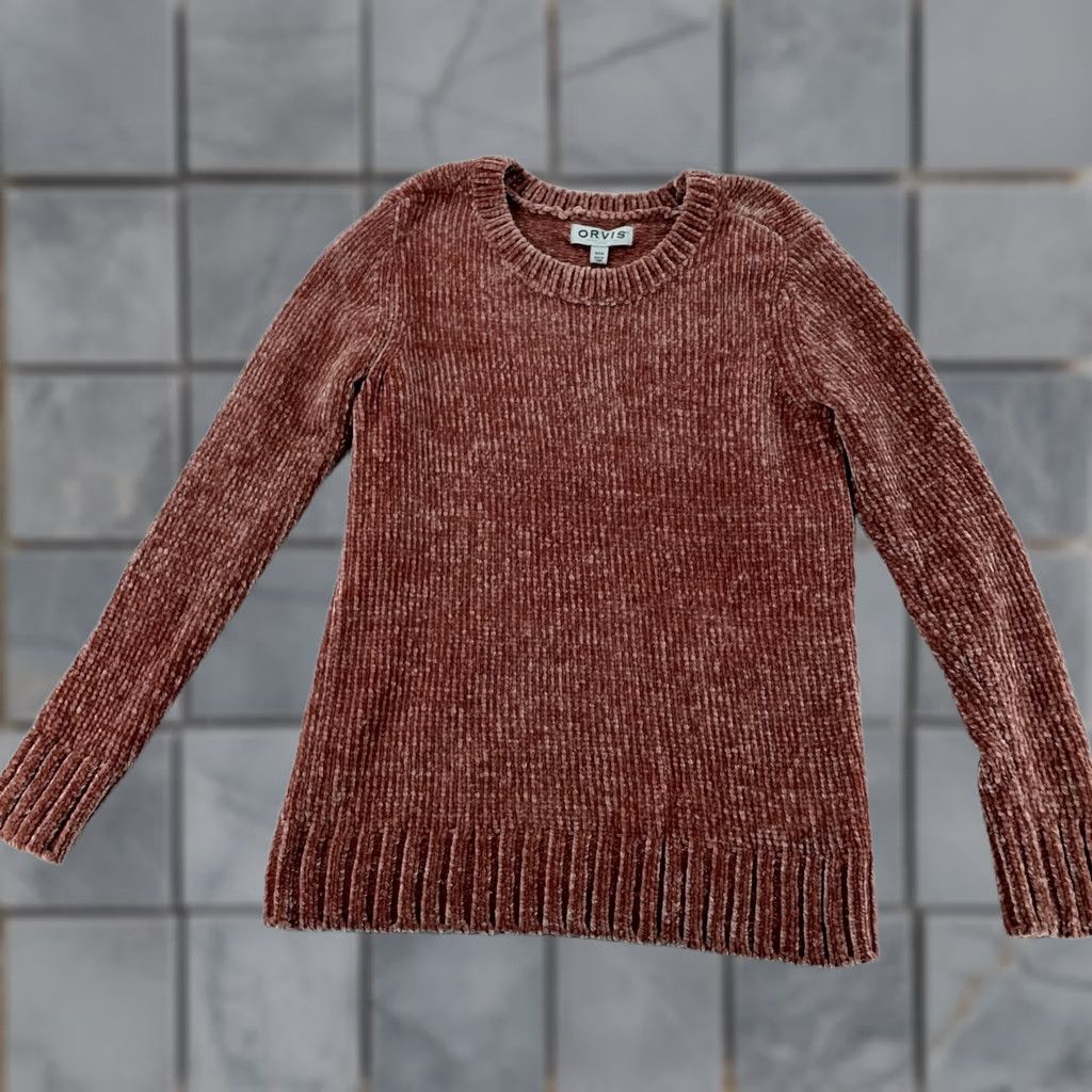 Orvis Orvis Chenille Sweater Women Small Pink Velour Cozy Soft Relaxed Fit Long Sleeve Raglan Sleeve Pullover Knit Casual Fall Winter Size S / US 4 / IT 40 - 1 Thumbnail