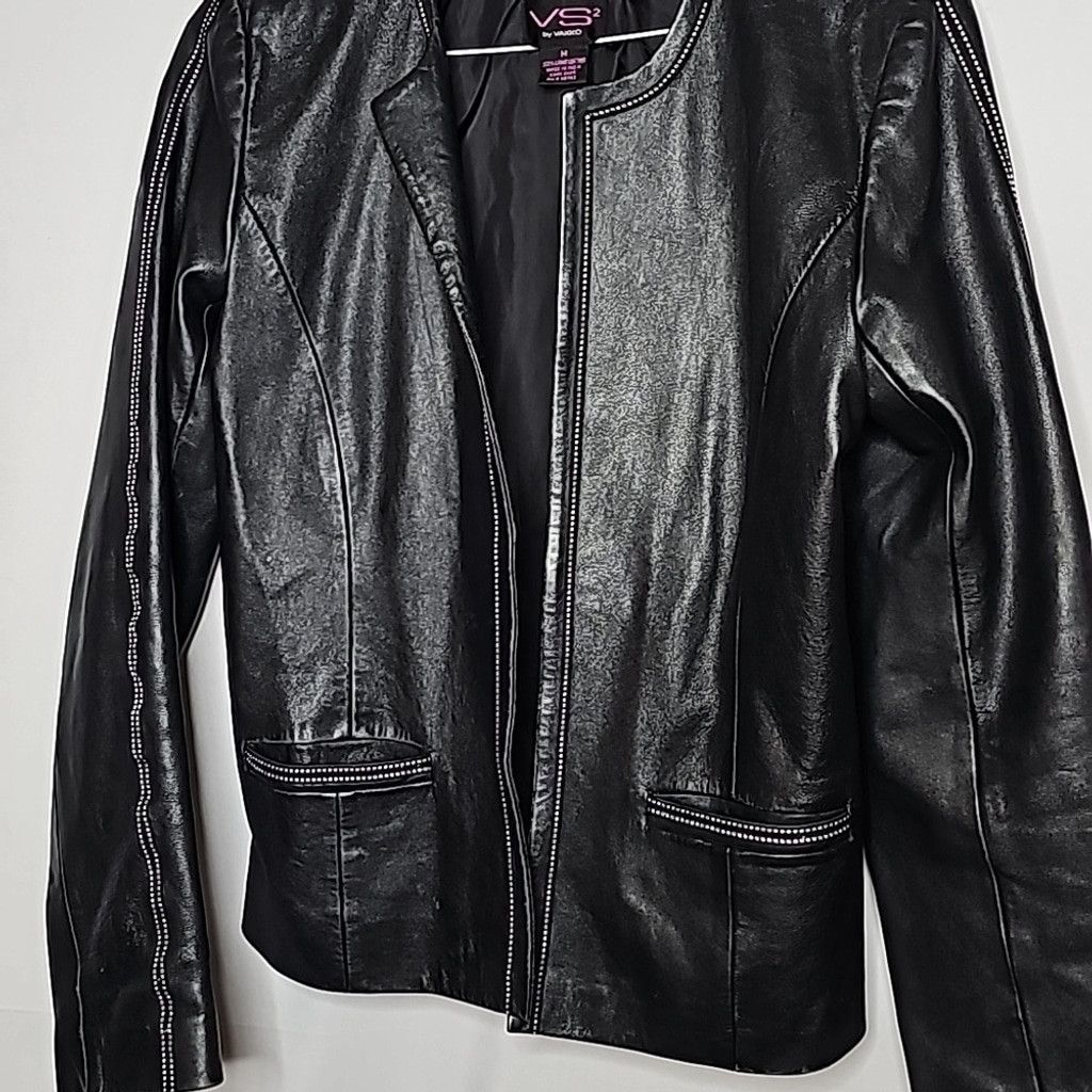 The Unbranded Brand VS2 by Vakko 100% pure lamb leather open moto jacket sz Med Size M / US 6-8 / IT 42-44 - 2 Thumbnail