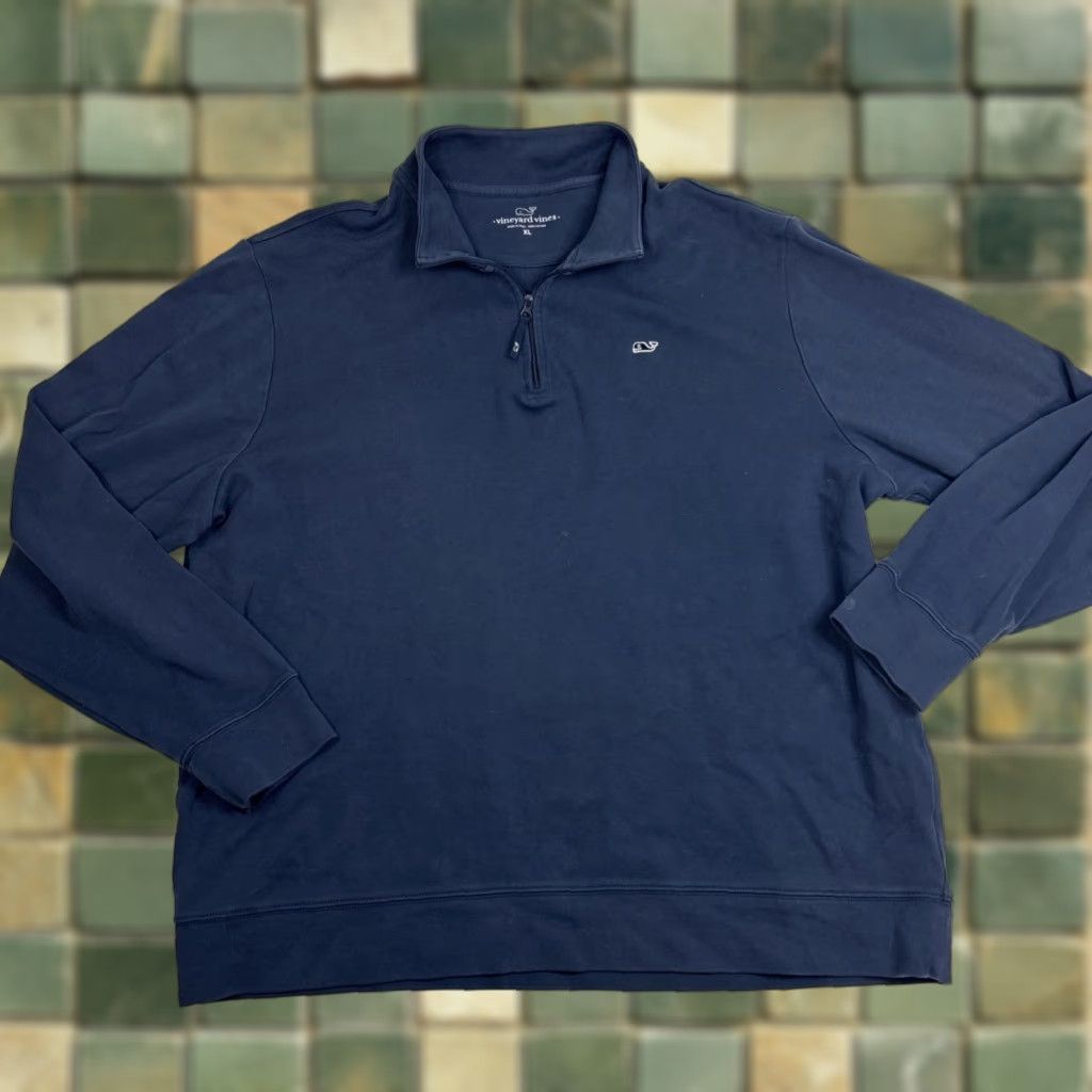 Vineyard Vines Vineyard Vines Sweater Mens XL Blue 1/4 Zip Pullover Sweatshirt Lightweight Regular Knit Mock Neck Long Sleeve Casual Size US XL / EU 56 / 4 - 1 Thumbnail