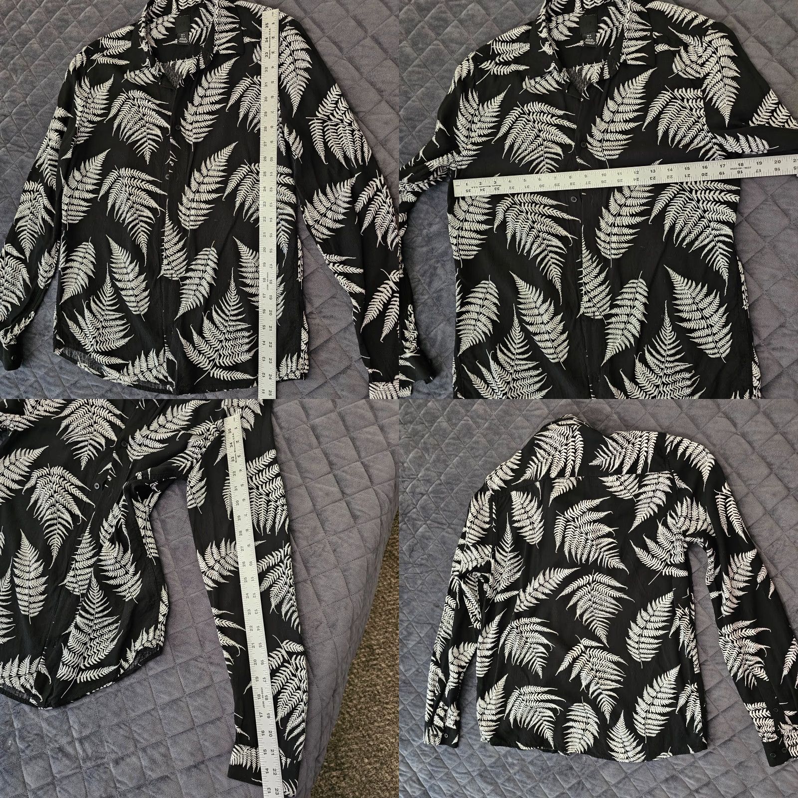 H&M H&M Button Down Shirt Black Floral Business Work Office Preppy Classic Size S Women Button-Up Chiffon Polyester Long Sleeve Collared Size S / US 4 / IT 40 - 8 Thumbnail