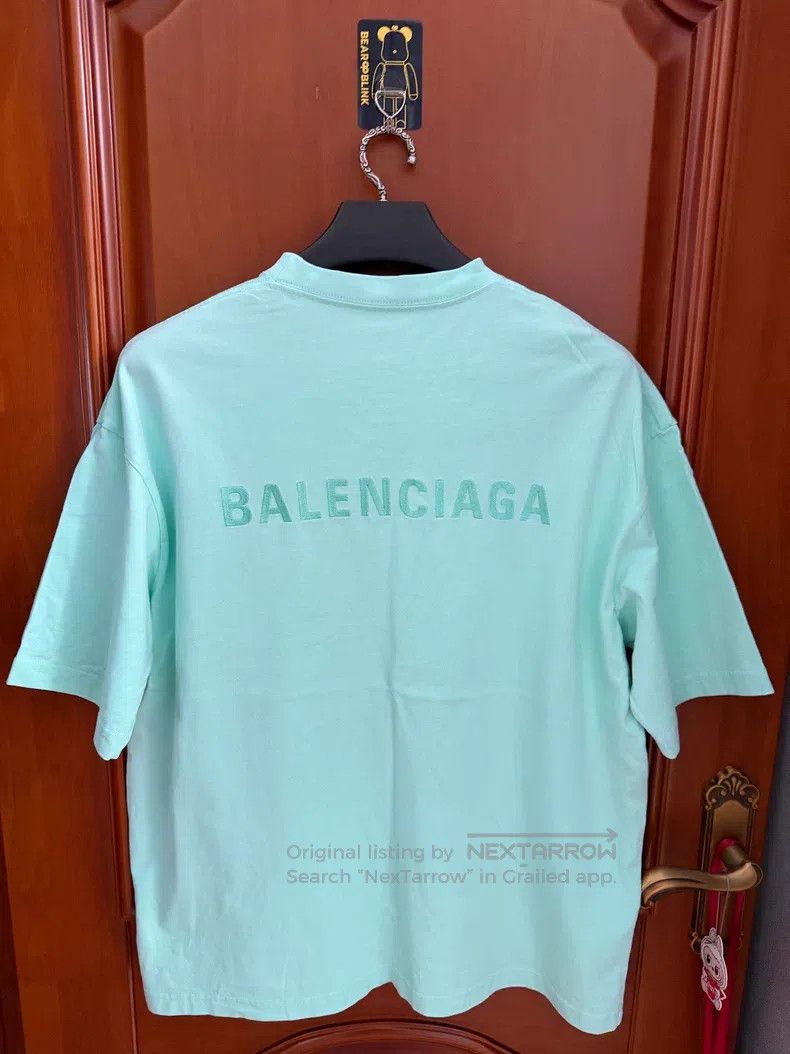Balenciaga Balenciaga Mint green embroidered logo short-sleeve Size US M / EU 48-50 / 2 - 2 Thumbnail