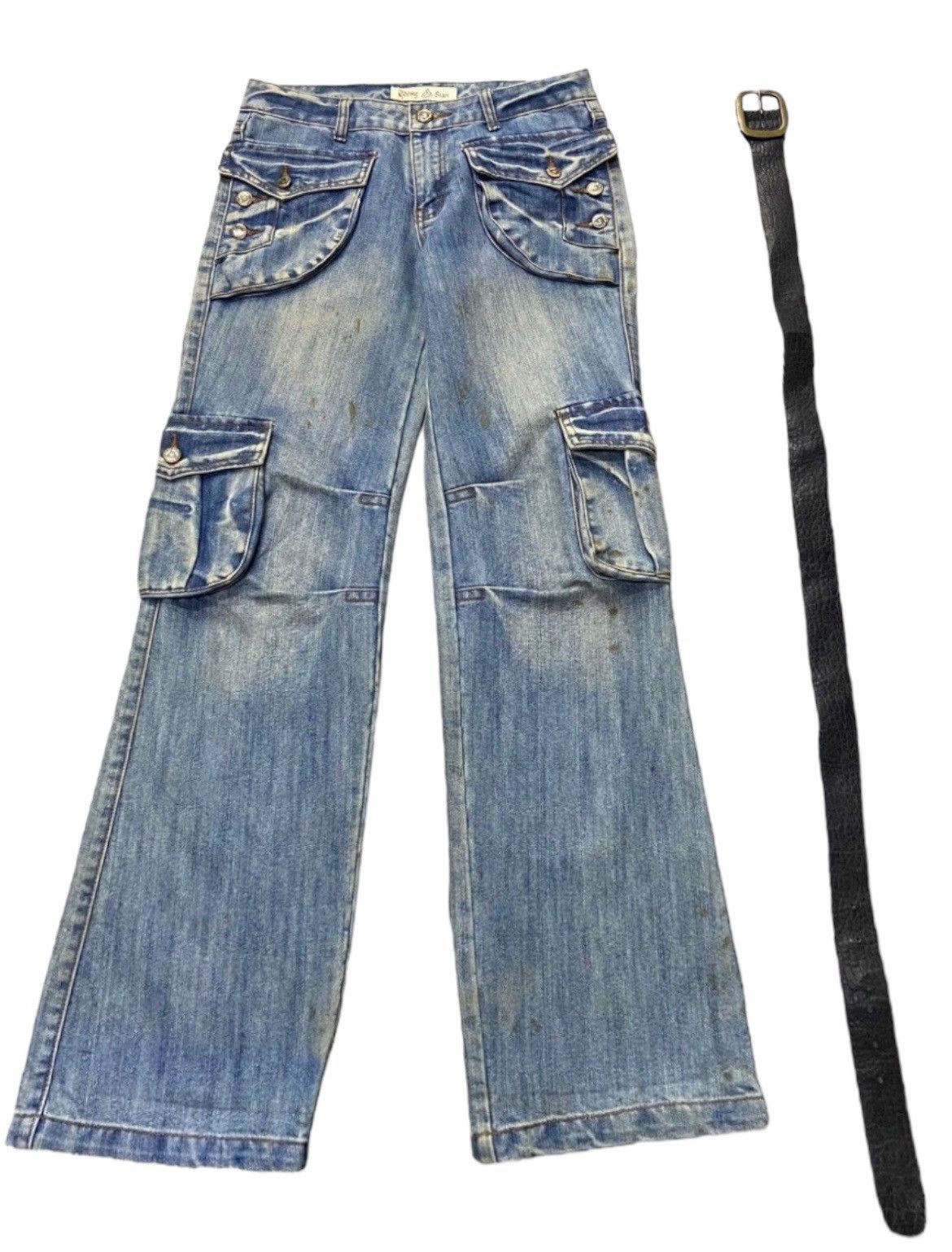 If Six Was Nine × Le Grande Bleu (L.G.B.) LGB Kapital Junya Style Flared Jeans With Leather Belt Size US 30 / EU 46 - 4 Thumbnail