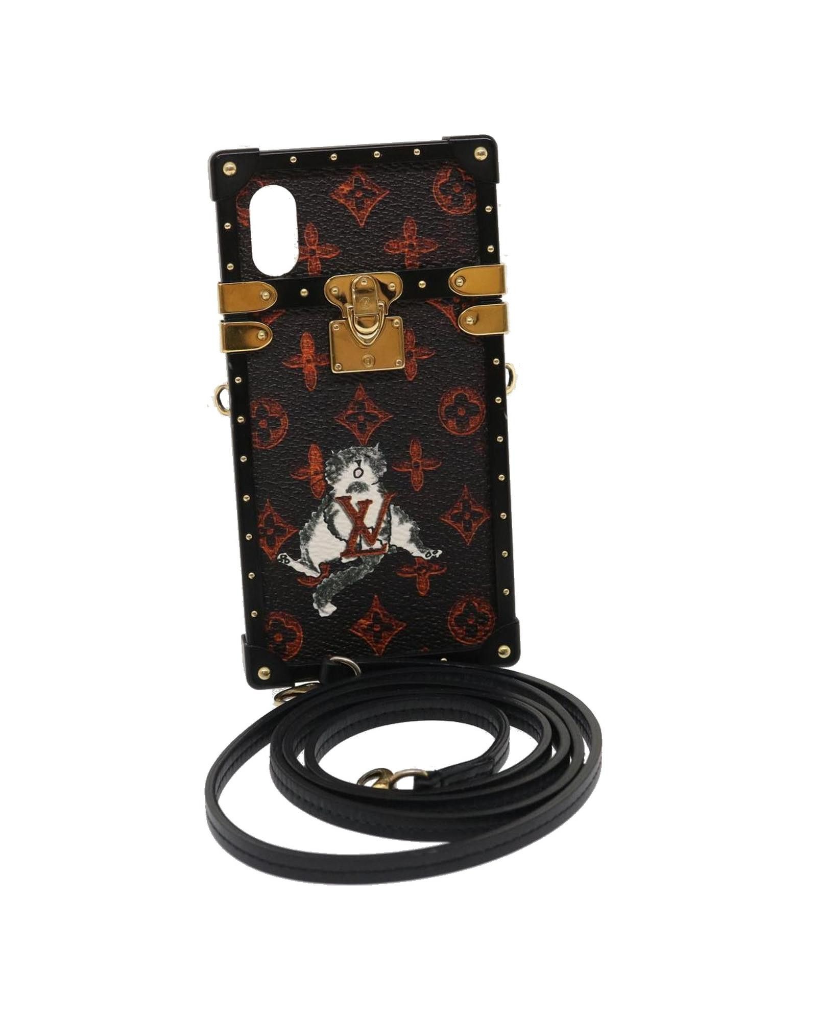 image of Louis Vuitton Transformed Monogram Cat Eye Trunk Iphone Case in Black, Women's
