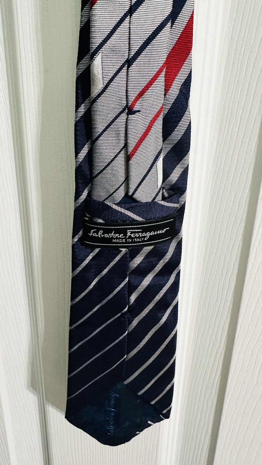 Salvatore Ferragamo SALVATORE FERRAGAMO Blue Striped 100% Silk Mens Luxury Tie Size ONE SIZE - 3 Thumbnail