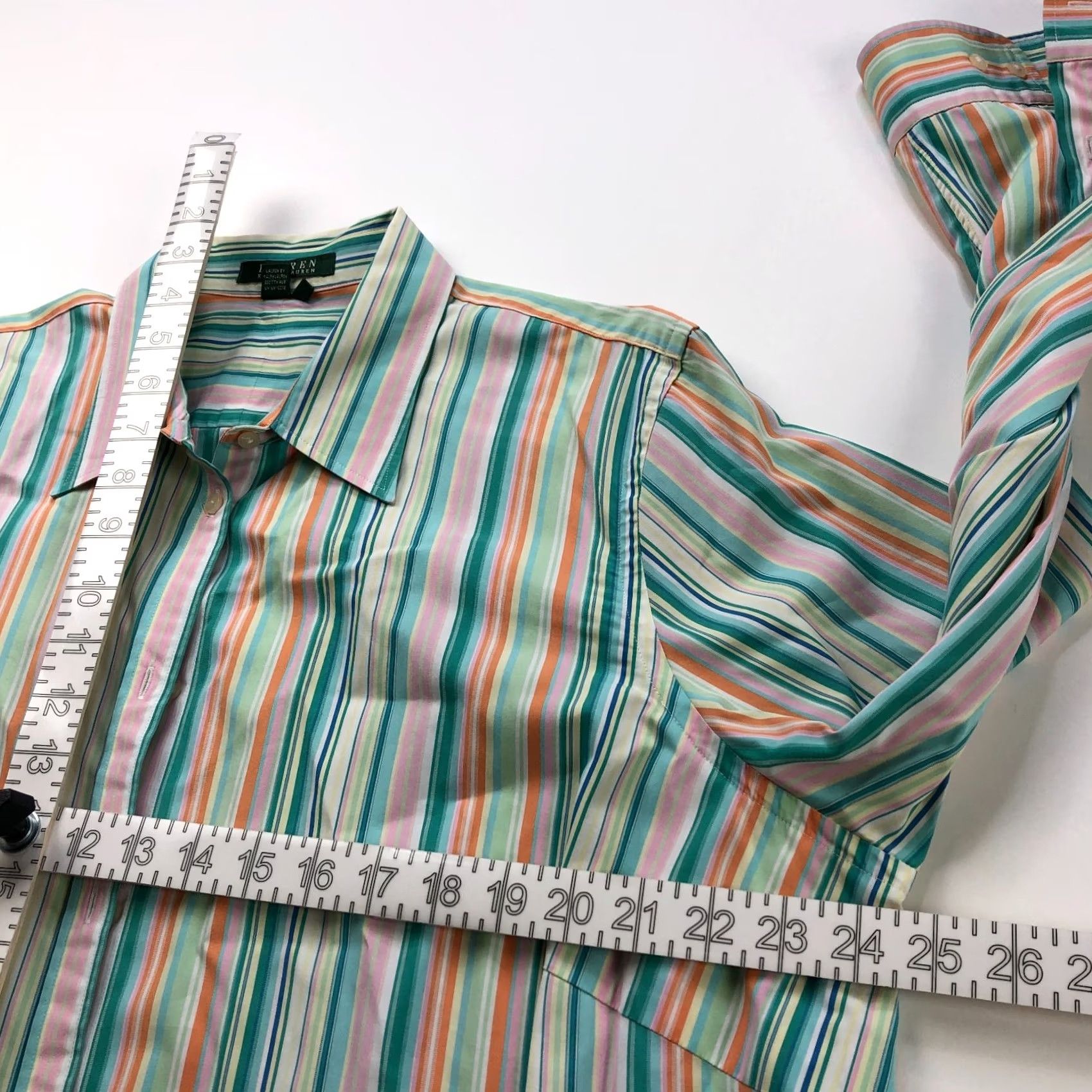 Ralph Lauren Lauren Ralph Lauren Plus Button Up Shirt 2X Multicolor Striped Long Sleeve Shirt Womens Size XXL / US 16-18 / IT 52-54 - 6 Thumbnail