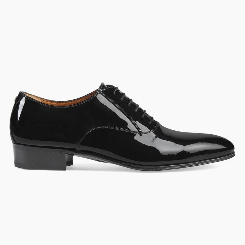 Gucci Gucci Worsh GG Patent leather Lace-Up Shoes Black Men’s Size Size US 6 / EU 39 - 1 Thumbnail