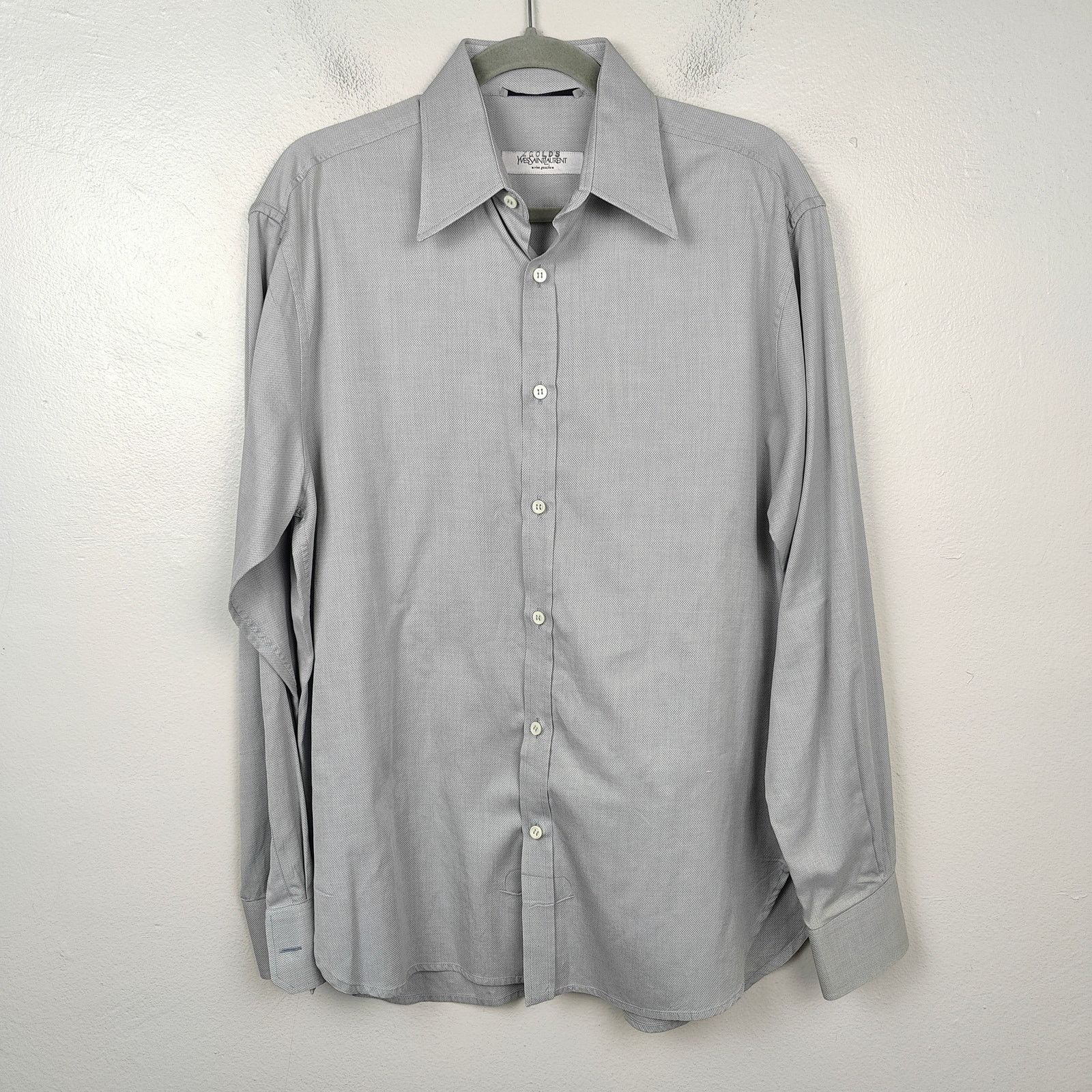 Yves Saint Laurent Yves Saint Laurent Dress Shirt Mens 40 15 3/4 Gray Brushed Size US M / EU 48-50 / 2 - 1 Thumbnail
