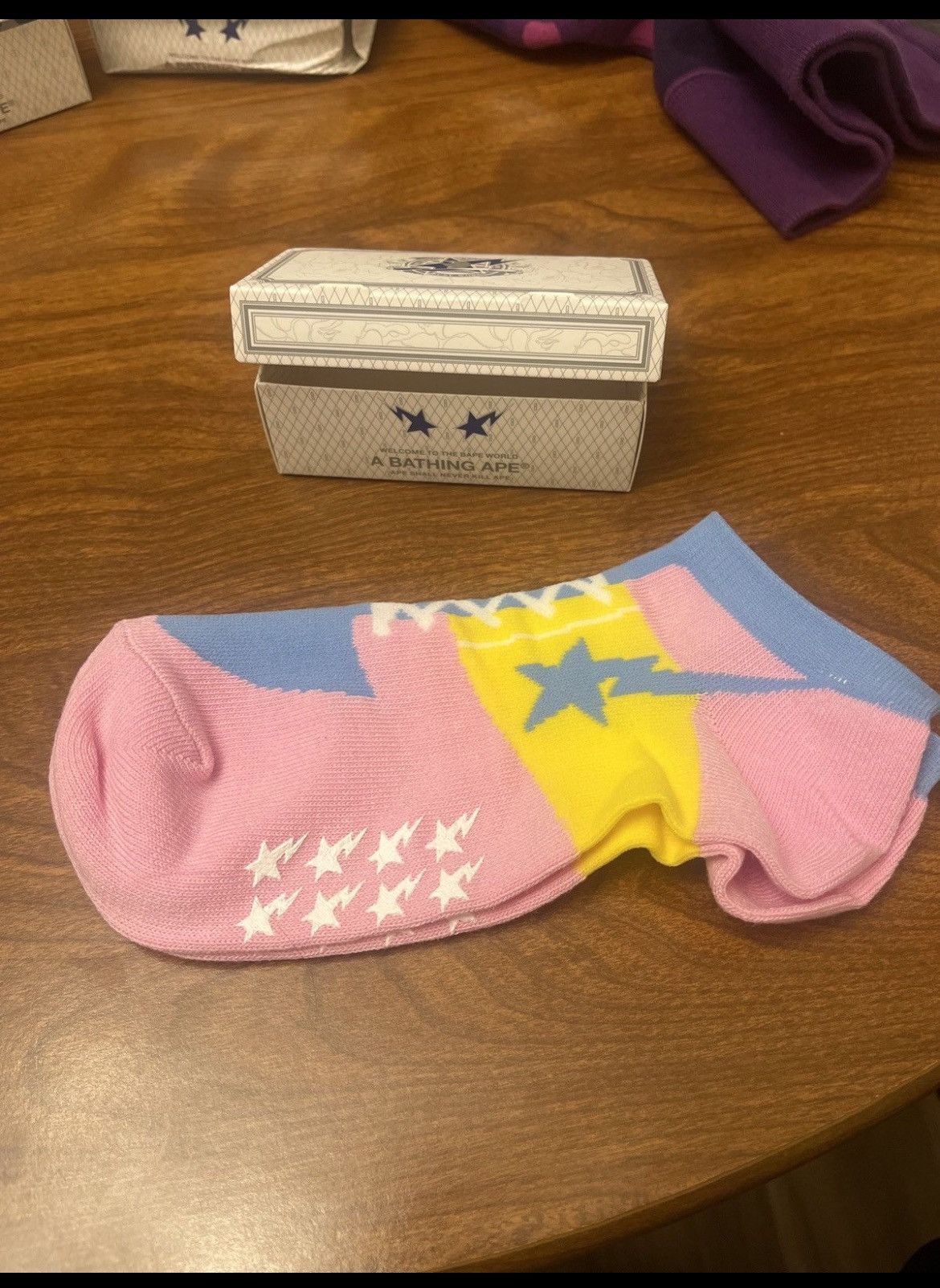 image of Bape Bapesta Socks X2 Pink & Green, Men's