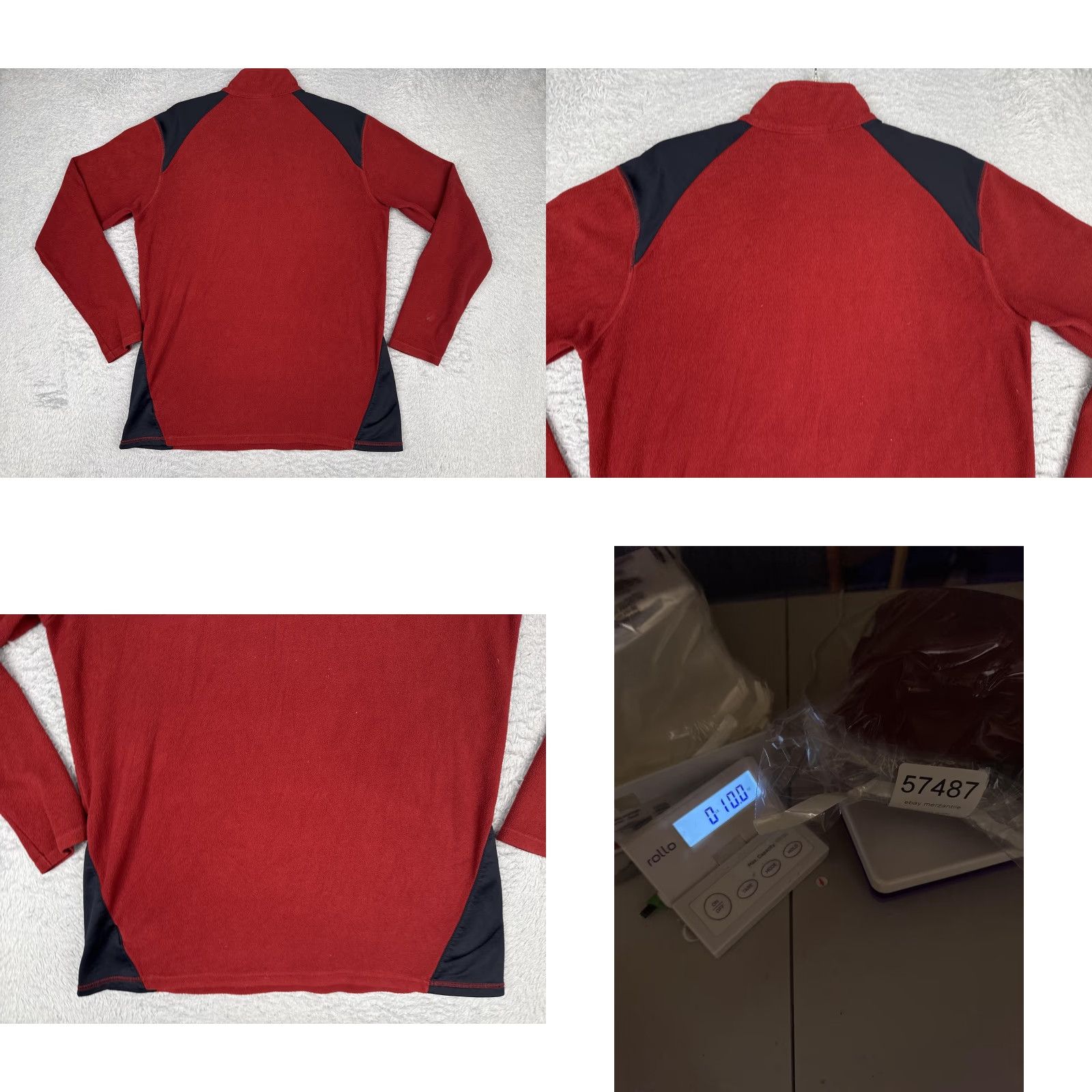 Vintage Columbia Sweater Womens L Red Black Fleece 1/4 Zip Mock Neck Pullover Raglan Sleeve Pockets Size L / US 10 / IT 46 - 9 Thumbnail