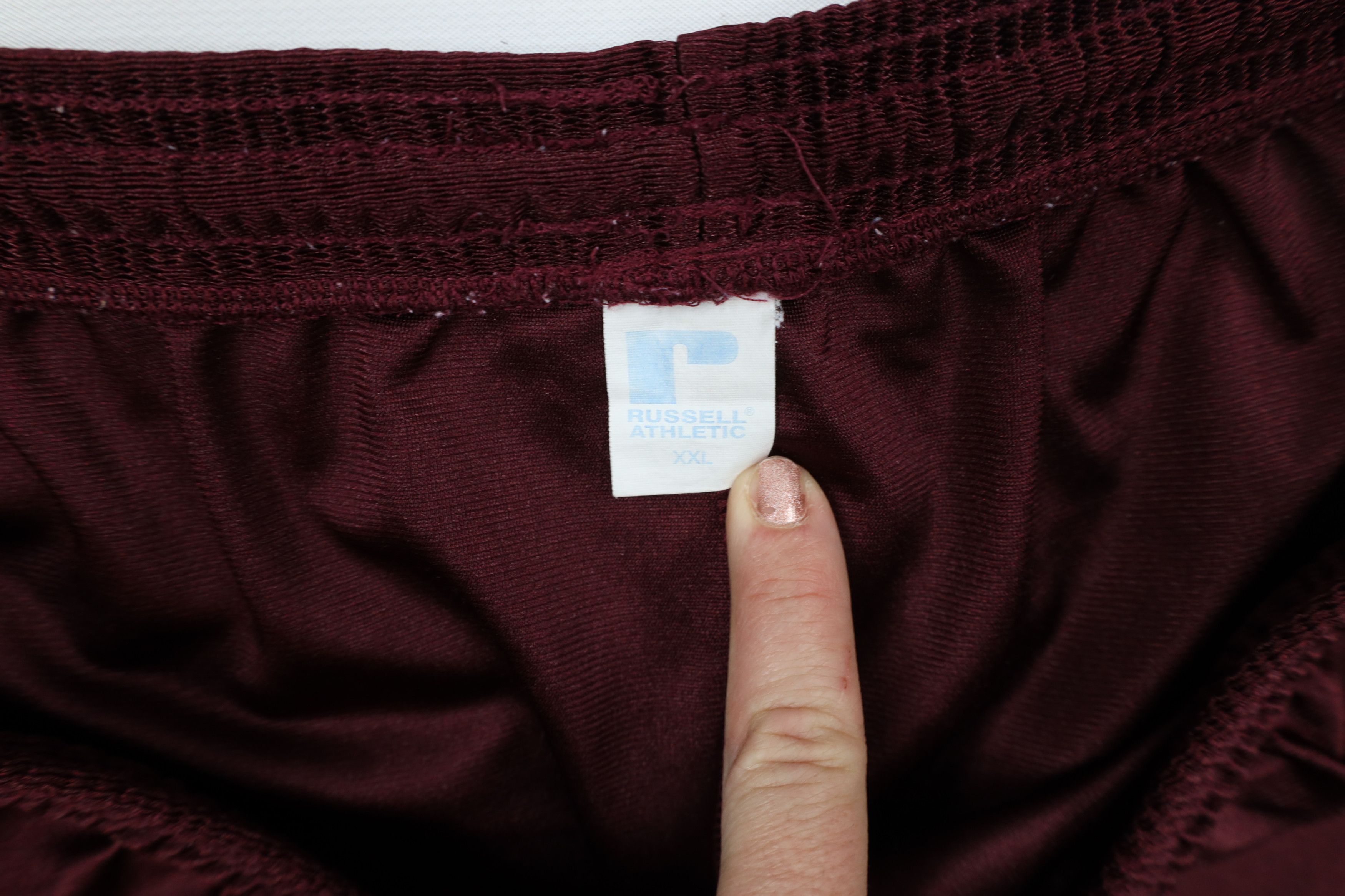 Russell Athletic × Vintage Vintage 90s Russell Athletic Polyester Gym Shorts Maroon Size US 38 / EU 54 - 8 Thumbnail