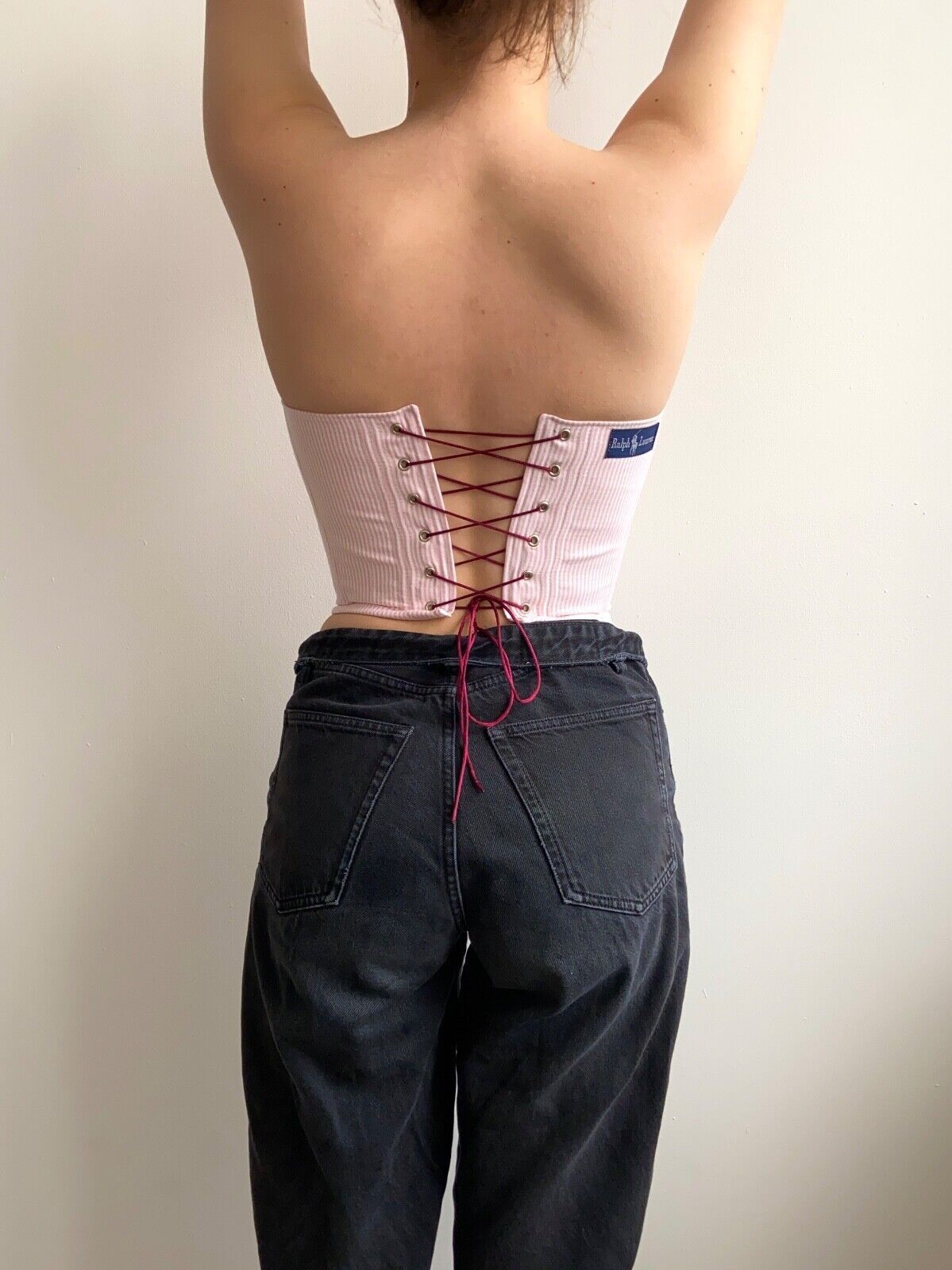 Handmade Handmade Polo Ralph Lauren Sriped Pink Crop Top Corset Size S / US 4 / IT 40 - 8 Thumbnail