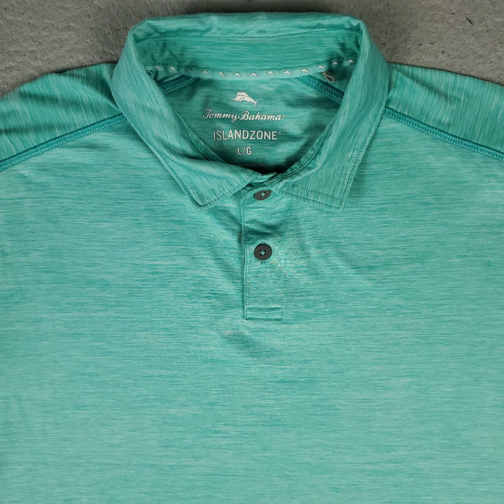 Tommy Bahama Tommy Bahama Polo Shirt Mens Large Turquoise Polyester Marlin Golf Short Sleeve Size US L / EU 52-54 / 3 - 2 Thumbnail