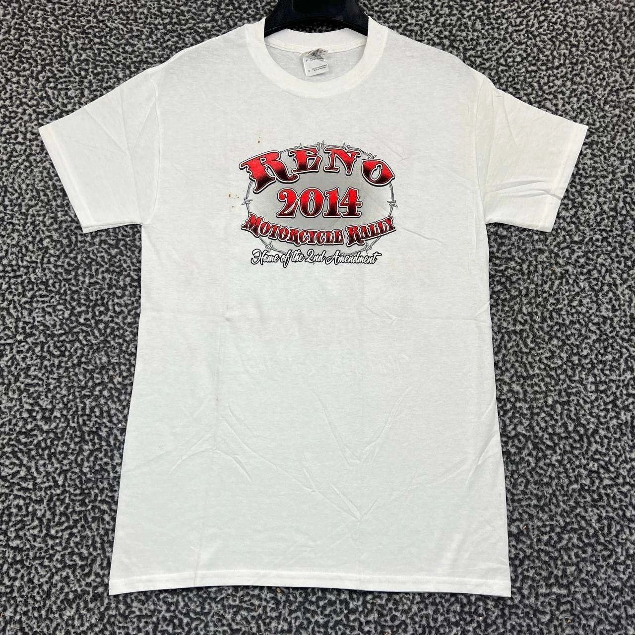 Gildan Vintage Reno Motorcycle Rally Shirt Men Small White Gildan Size US S / EU 44-46 / 1 - 2 Thumbnail