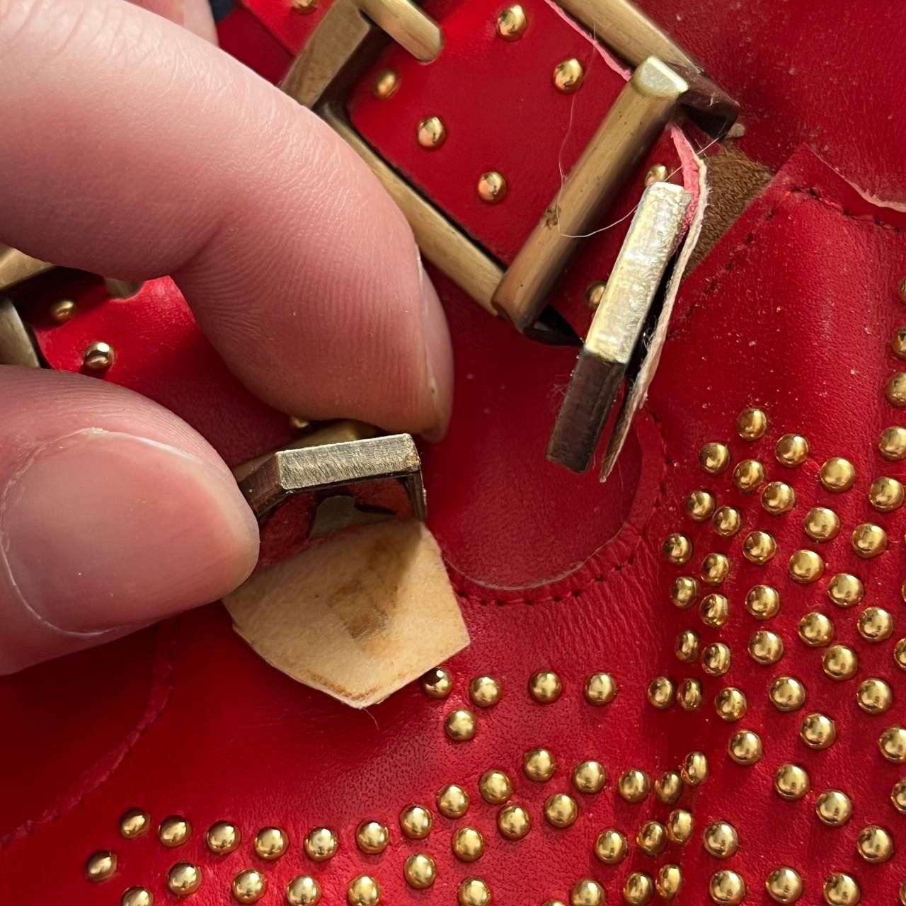 Chloe Chloé Red Studded Buckle Western Ankle Boots Pointed Toe Size US 7 / IT 37 - 14 Thumbnail