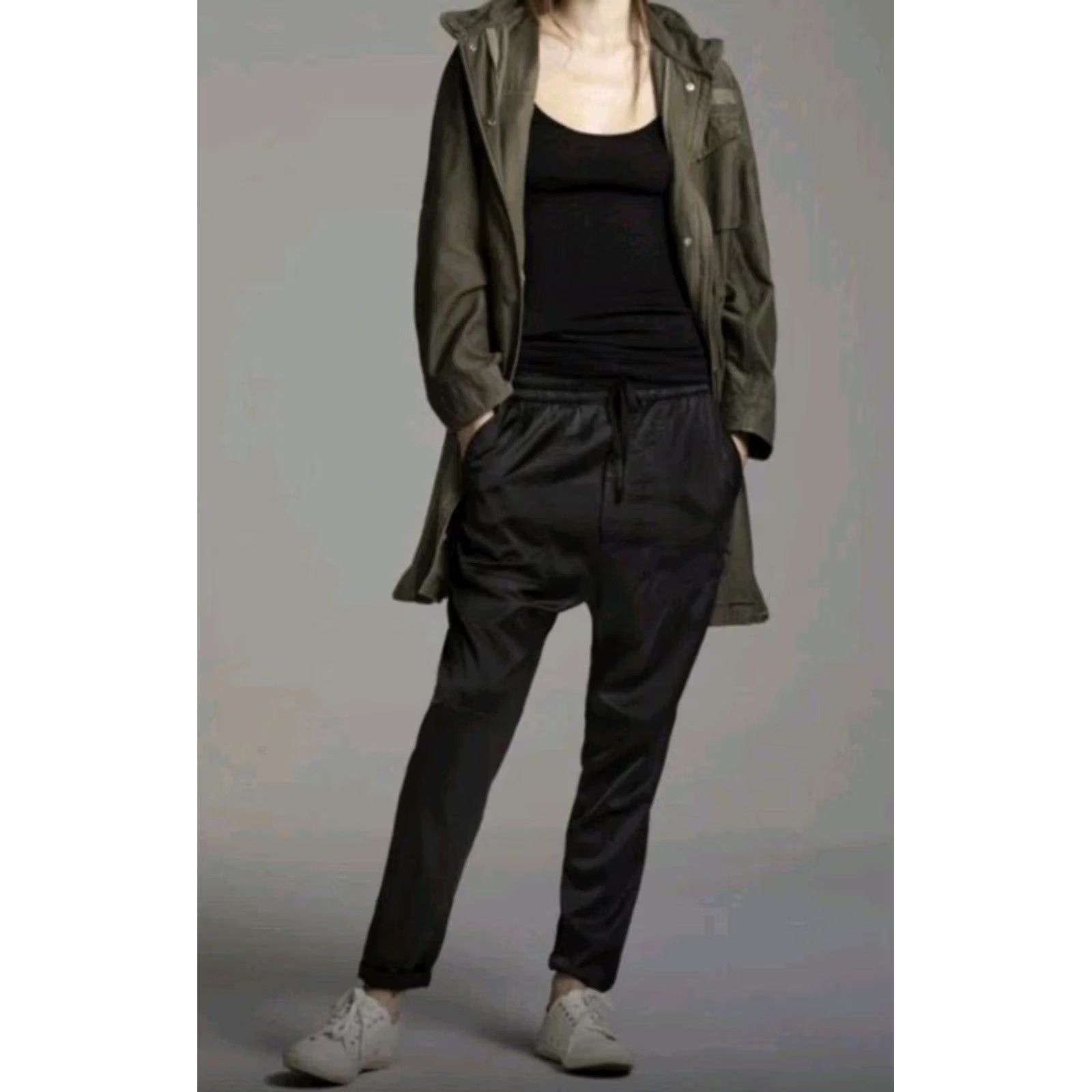 Citizens Of Humanity Citizens Of Humanity Women’s Drawstring Jeans L Black Silky Ankle Pants, Size L Size 36" / US 14 / IT 50 - 2 Thumbnail