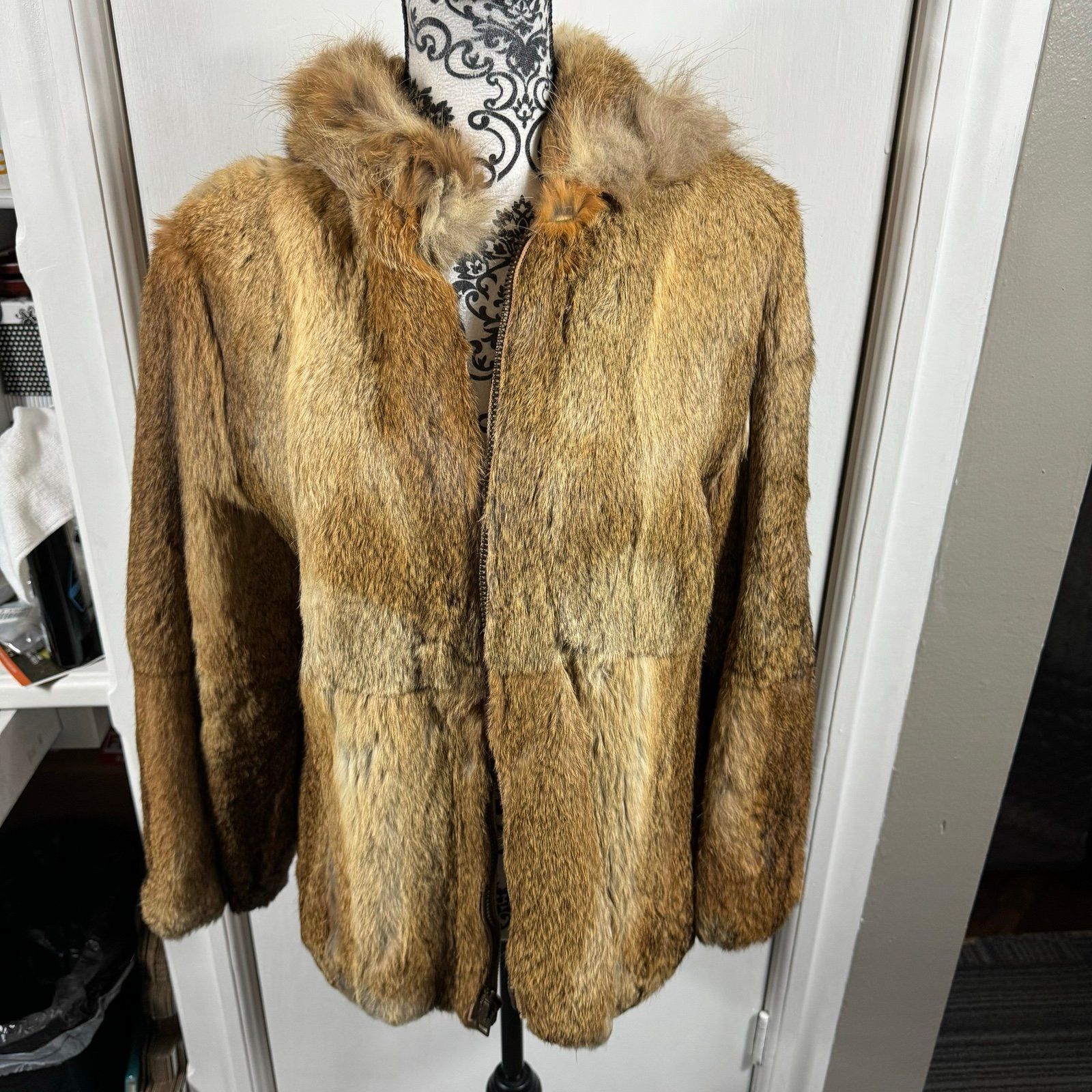 Jacques Saint Laurent Jacques Saint Laurent Women's Brown/Tan Fur Hooded Full Zip Size L / US 10 / IT 46 - 1 Thumbnail