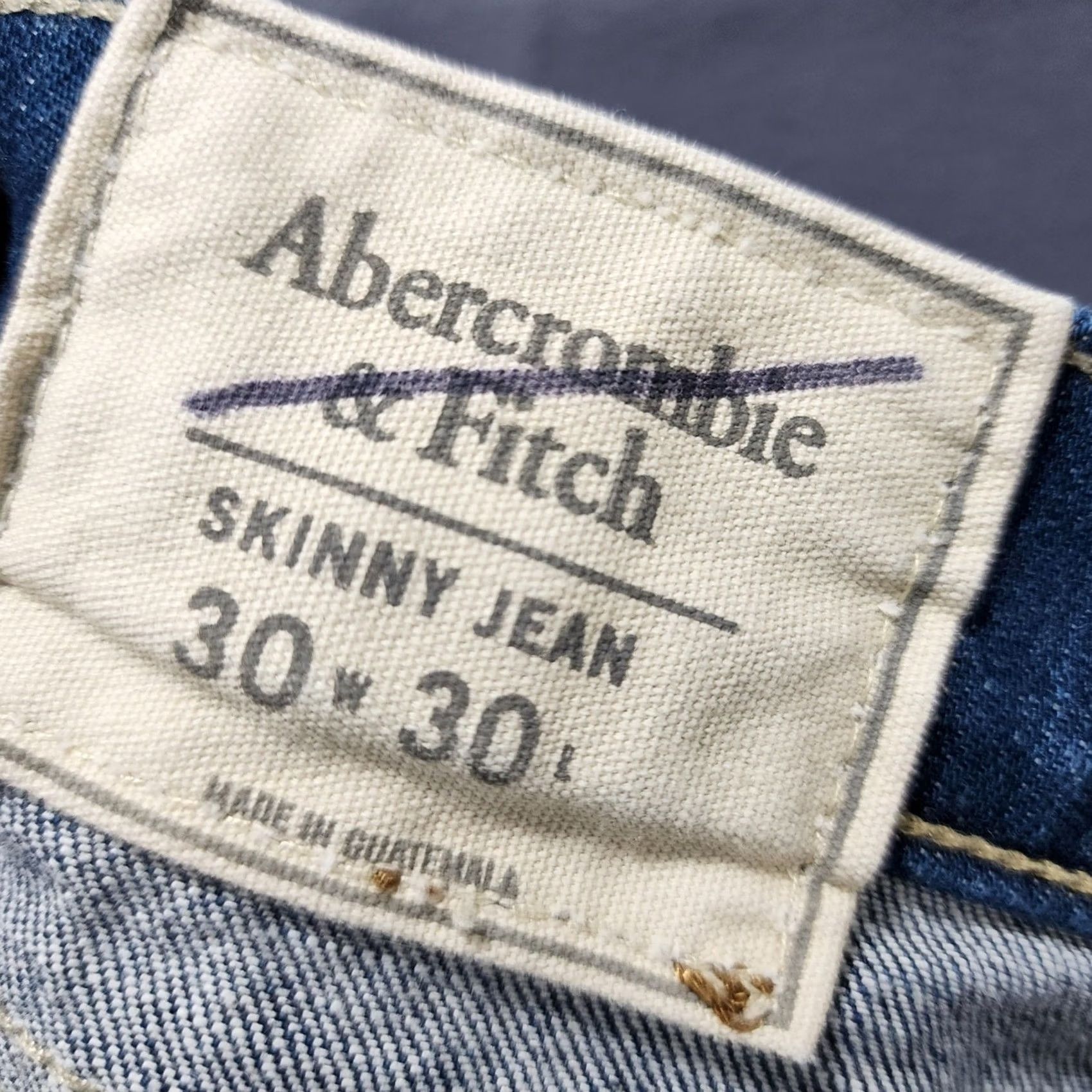 Abercrombie & Fitch Abercrombie & Fitch Jeans Mens 29x29 Blue Skinny Stretch Tagged 30x30 Denim Cotton Blend 5-Pocket Zip Closure Mens Jeans Size US 29 - 3 Thumbnail